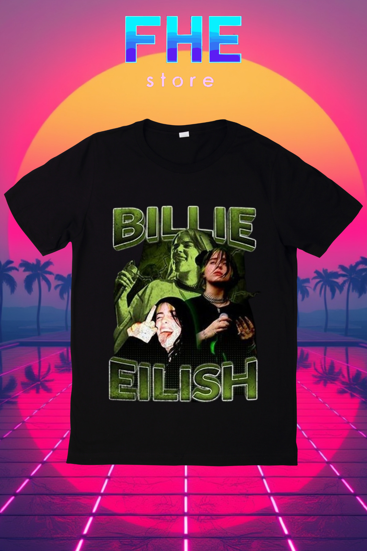 Billie Eilish T-shirt Uomo Bianca Con Glitter E Logo – Manica Corta, Abbigliamento Ufficiale