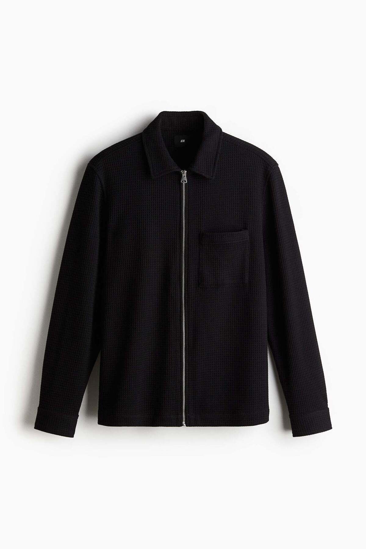 H&M-Regular Fit Waffled shacket 4