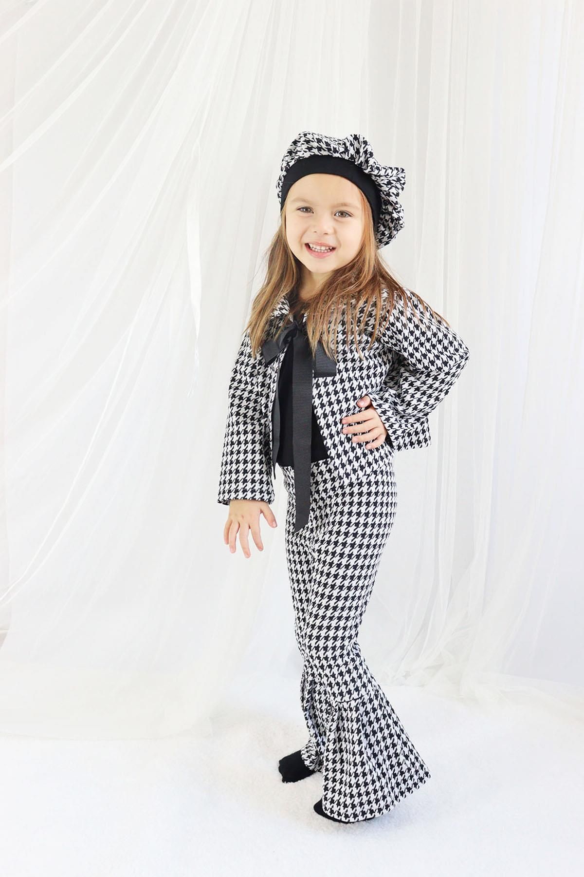Parla Kids-Fete Copii Negru Lisabona Jacquard Jachetă în carouri Pantaloni Cap Bottom Top Set de Crăciun 2