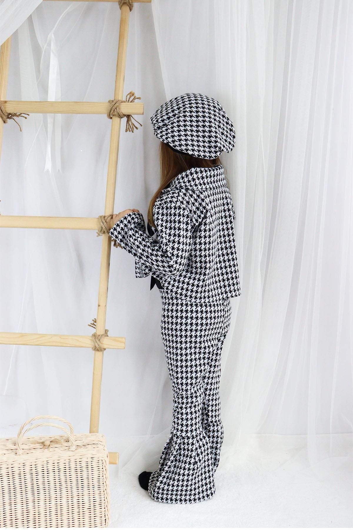 Parla Kids-Fete Copii Negru Lisabona Jacquard Jachetă în carouri Pantaloni Cap Bottom Top Set de Crăciun 5