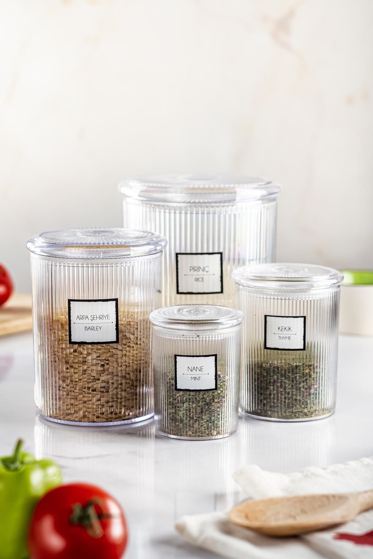 EWs-24-Piece Baroque Round 4-Size Jar Set & Storage Container & Food Container (6*2000 Ml, 6*1000 Ml, 6*500 Ml, 3