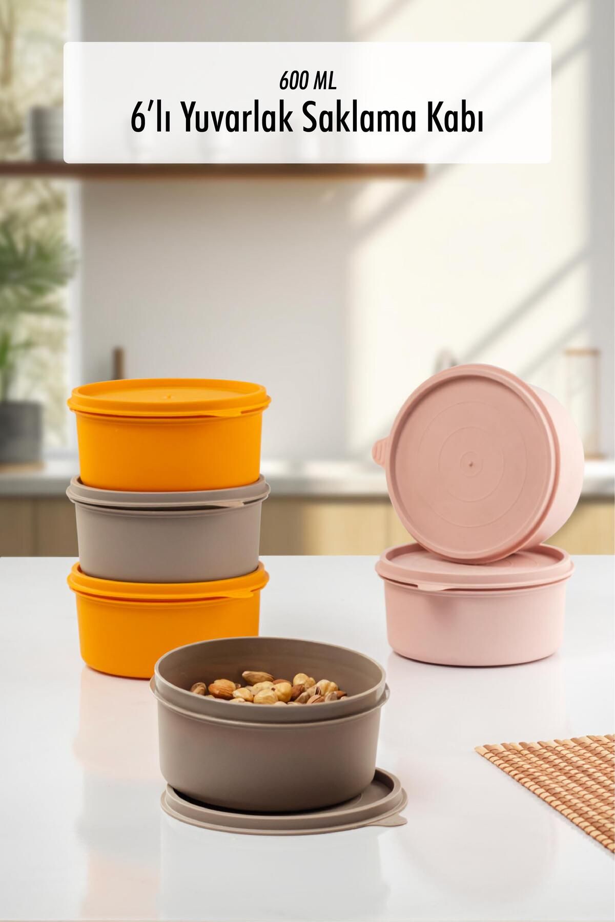 EWs-6 Pieces 600 ML Round Storage Container and Breakfast Set 1