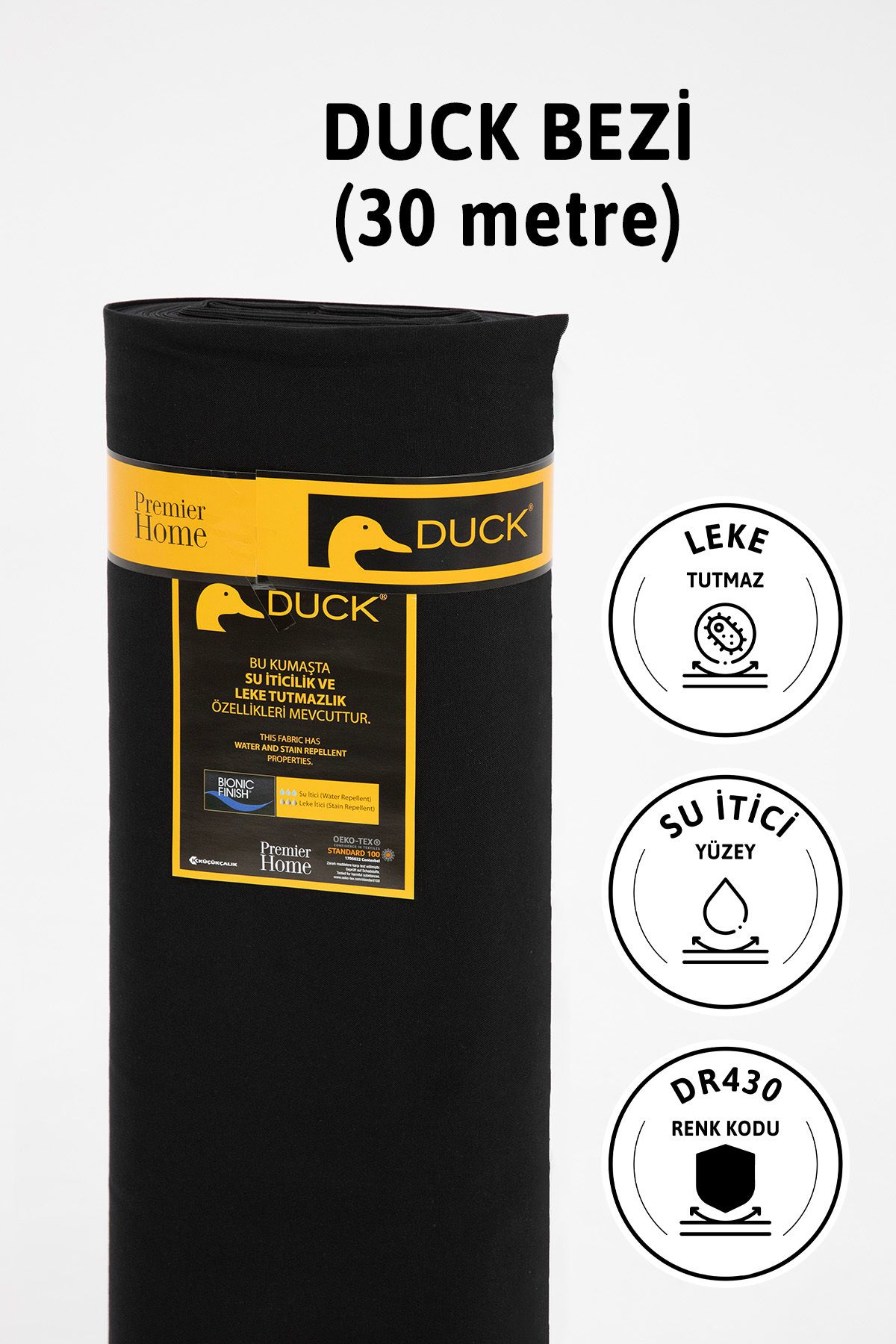 FAVORA-Premier Black Linen Duck - 30 Meters Dr430, Water Repellent Cloth 1