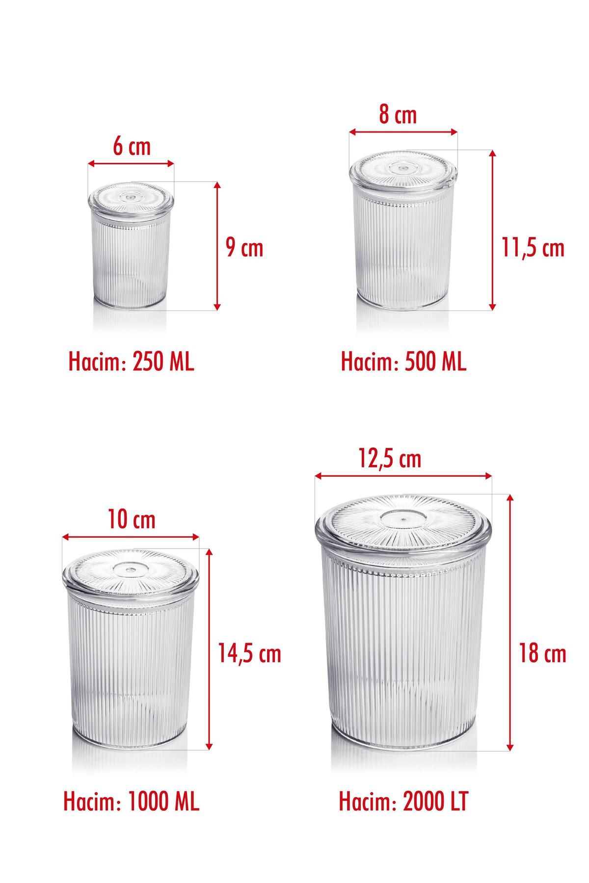 EWs-24-Piece Baroque Round 4-Size Jar Set & Storage Container & Food Container (6*2000 Ml, 6*1000 Ml, 6*500 Ml, 4