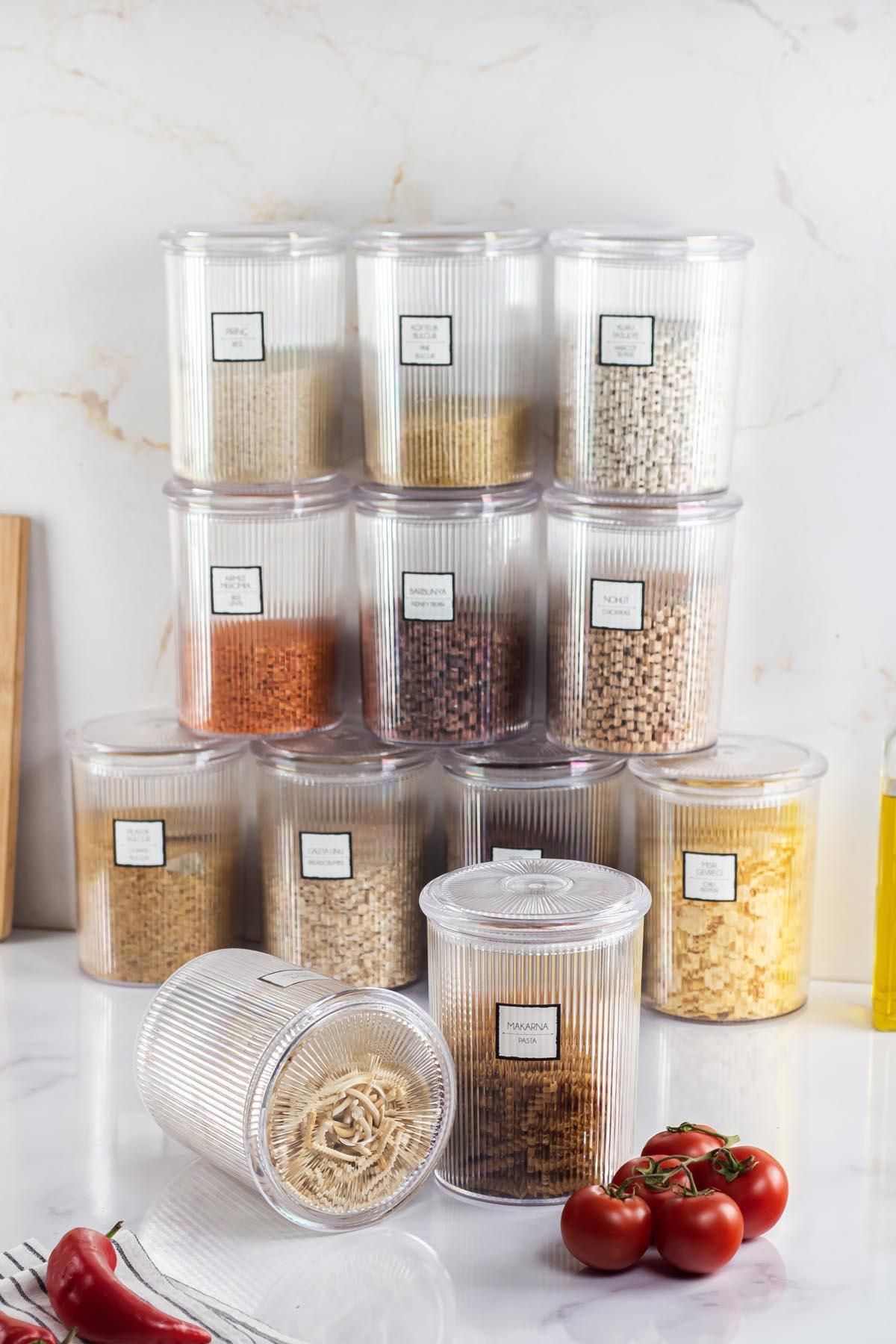 EWs-Set of 12 Baroque Round Large Jars - For Storage and Food Container (12*2000 ML) 2