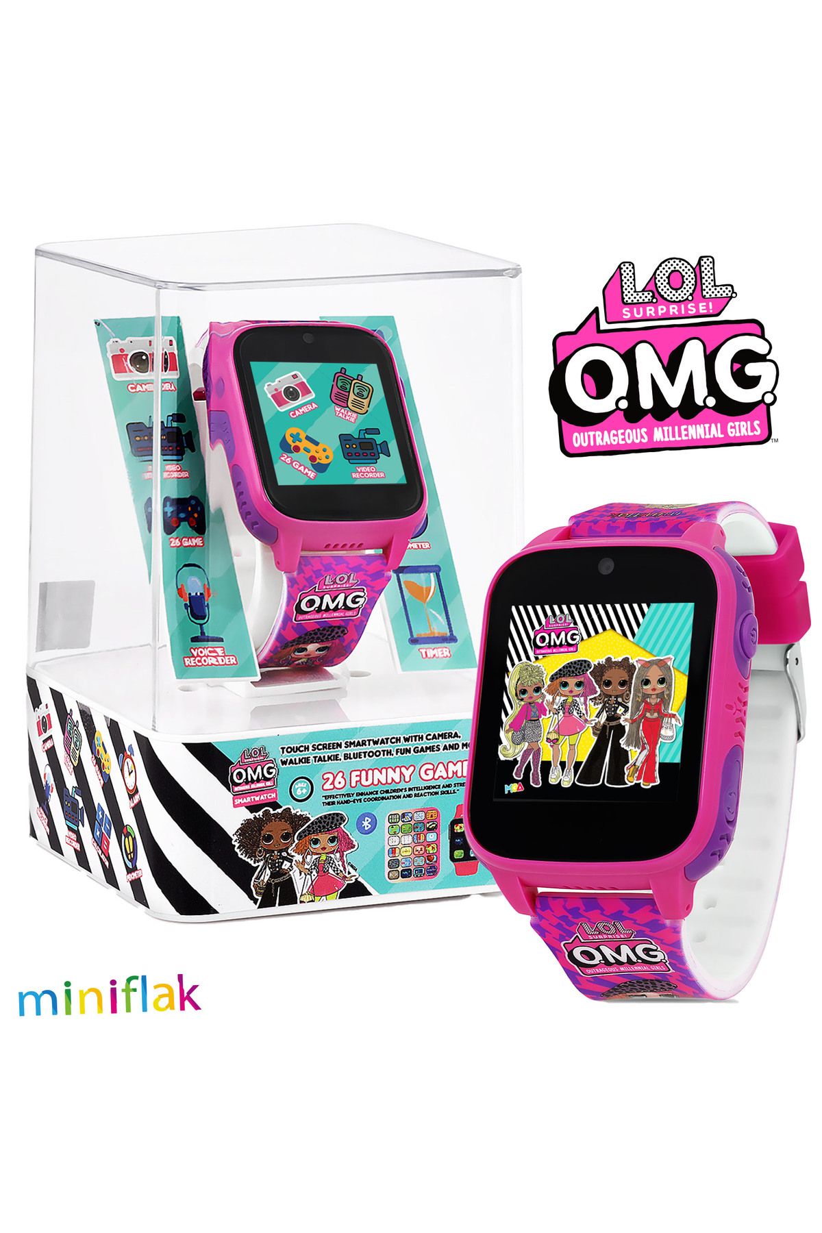 L.O.L. SURPRISE-Miniflak L.O.L Surprise! Lol012Omg Yellow Camera Bluetooth 26 Game Children's Watch (No Tracking Feature) 1