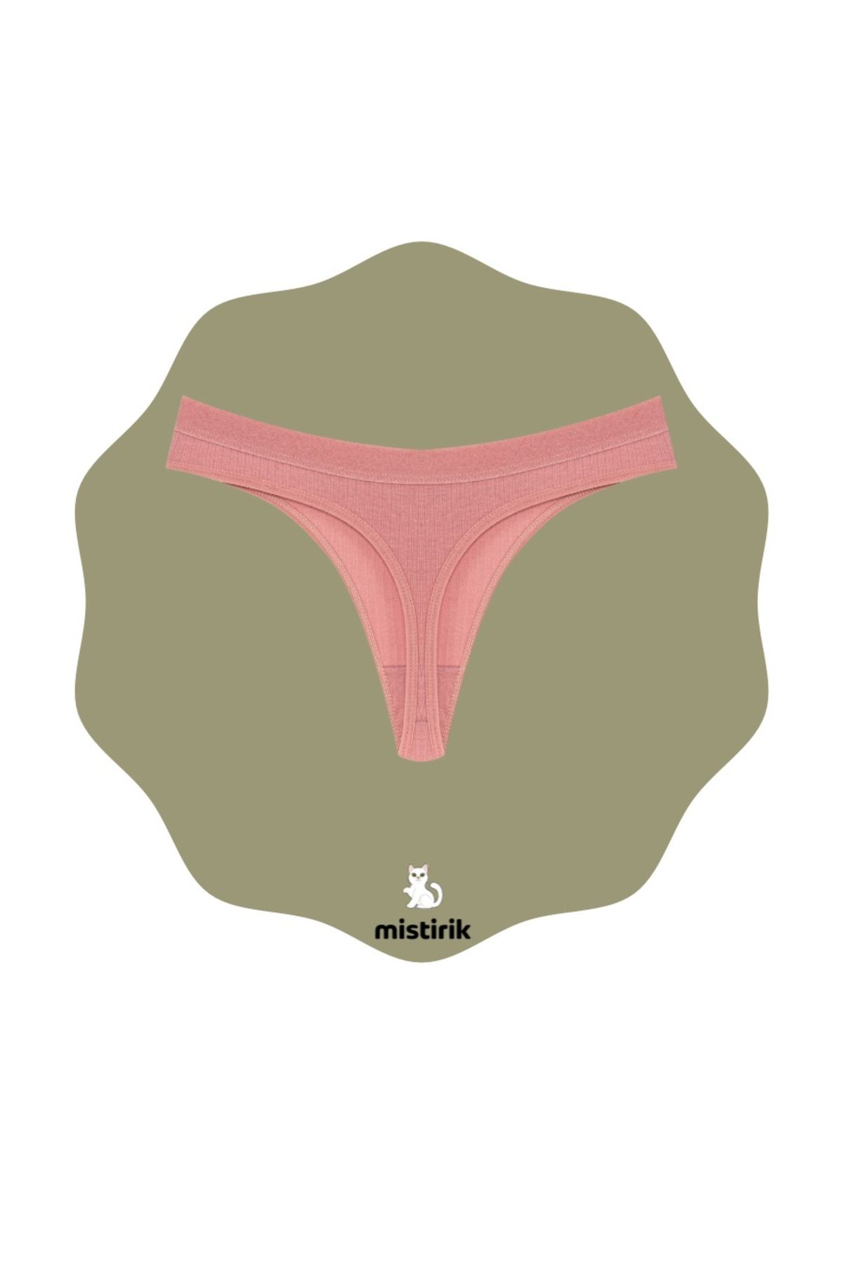 MİSTİRİK-Paulo Model - Pastel Pink String Panties with Ribbed and Flexible Soft Fabric 2