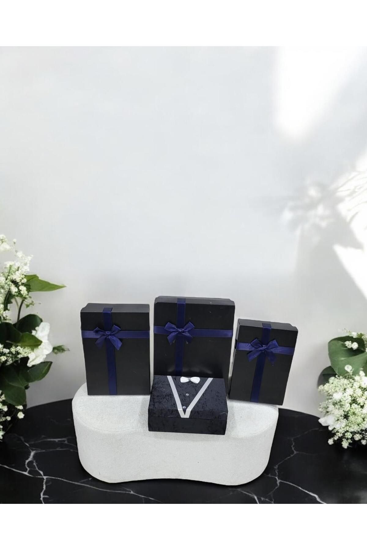 Kırçova Tekstil Damat Bohçası Çeyiz Sandık Kutu 4 'lü Set - Damat Bohça Sandığı