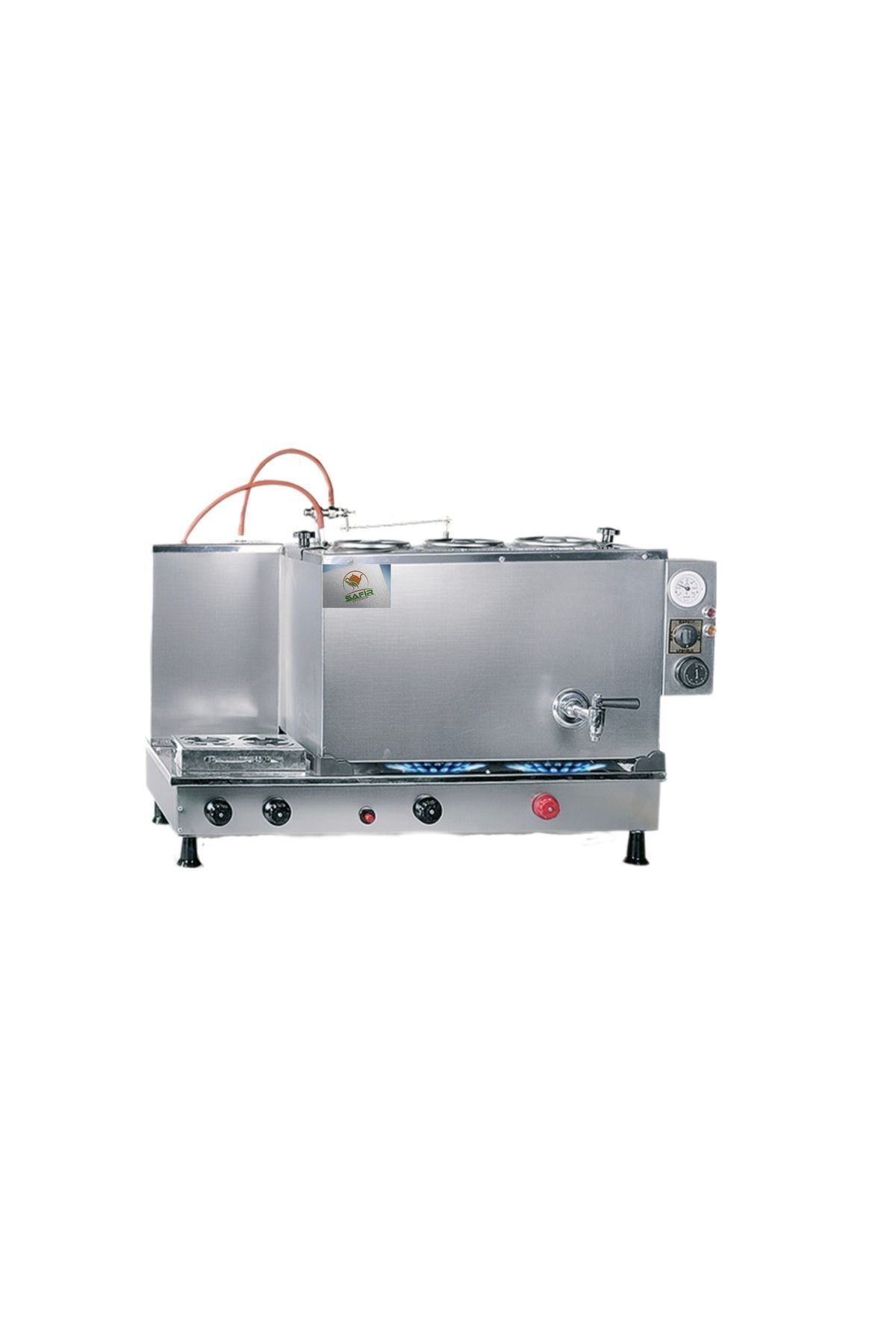 SAFİR 3 demlikli inoks çay ocağı İnoks Çay Kazanı Elektrik + Tüplü Çay Semaveri ETS sistemli Çay Makinesi