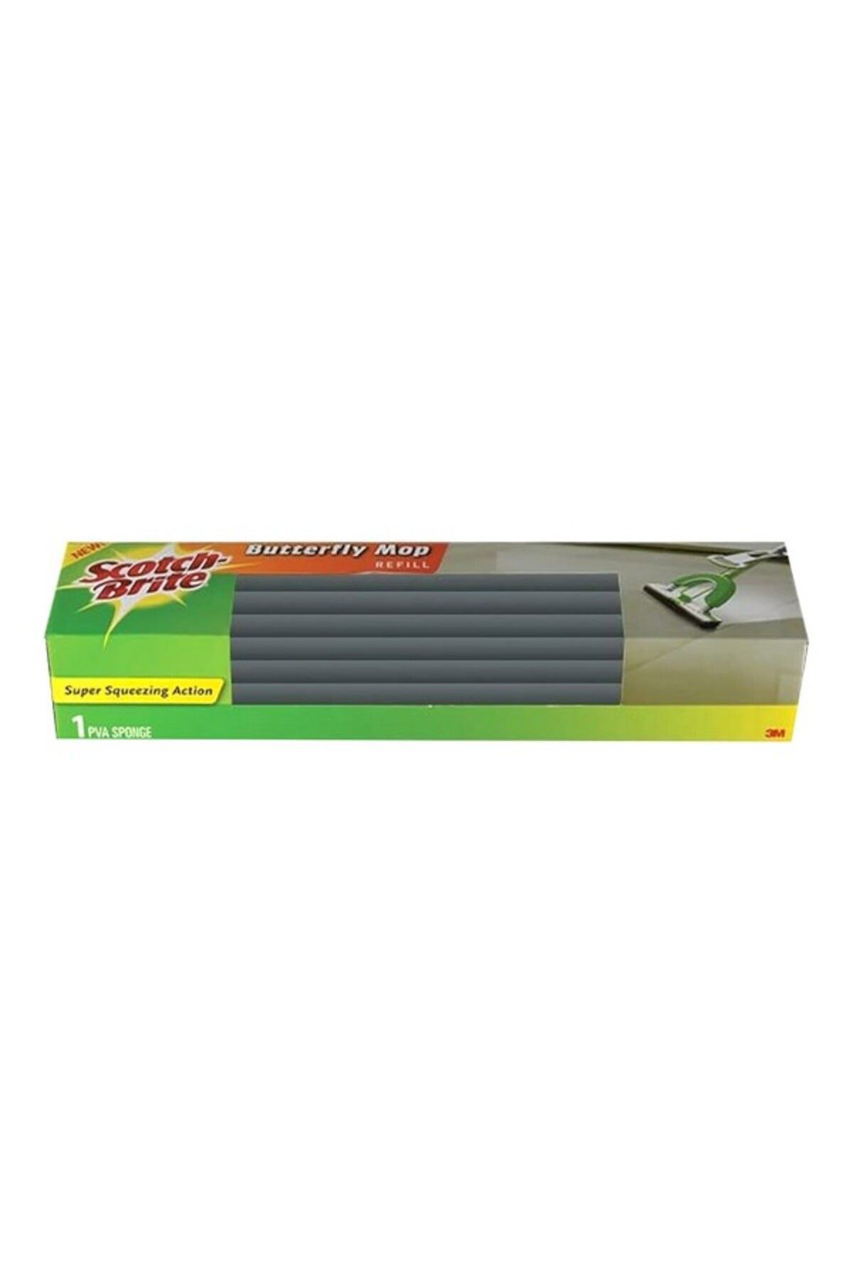 Scotch Brite-مجموعة أدوات البدء الممسحة المتينة ذات الضغط الفائق على شكل فراشة مع مقبض وإعادة تعبئة 1