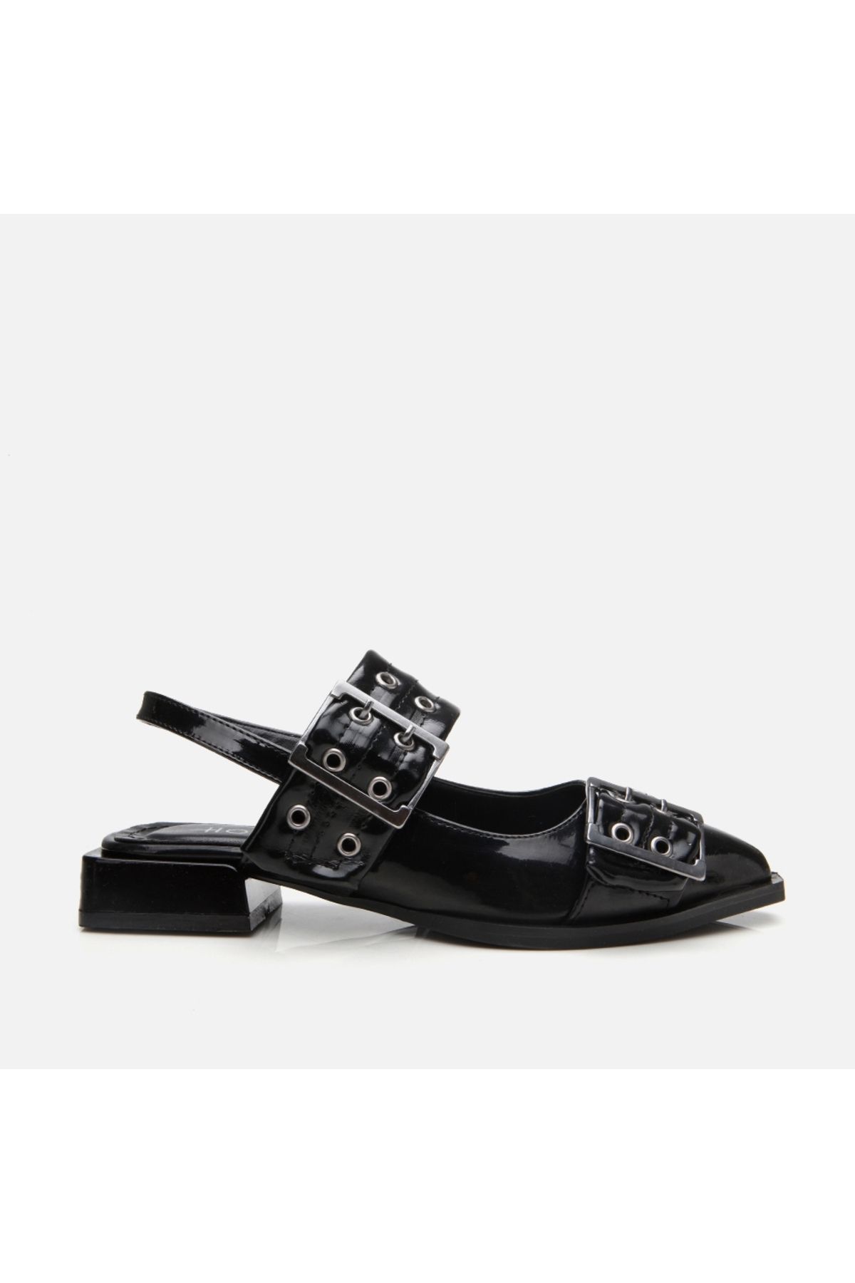 Hotiç-Black Women's Belted Ballerinas 1