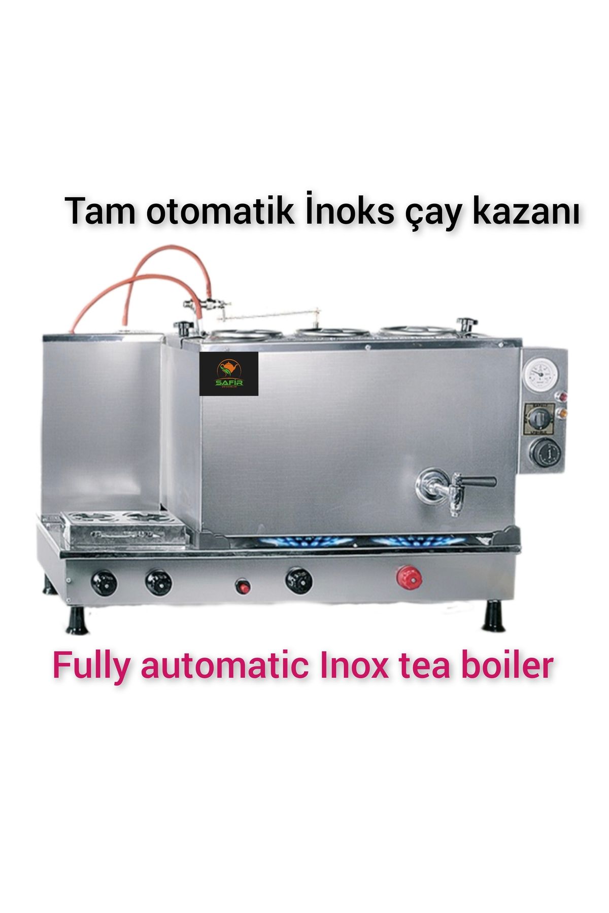 SAFİR ÇAY KAZANLARI 3 demlikli İnoks Çay Kazanı Tam Otomatik İnoks Çay Ocağı Tüplü İnoks Çay Semaveri