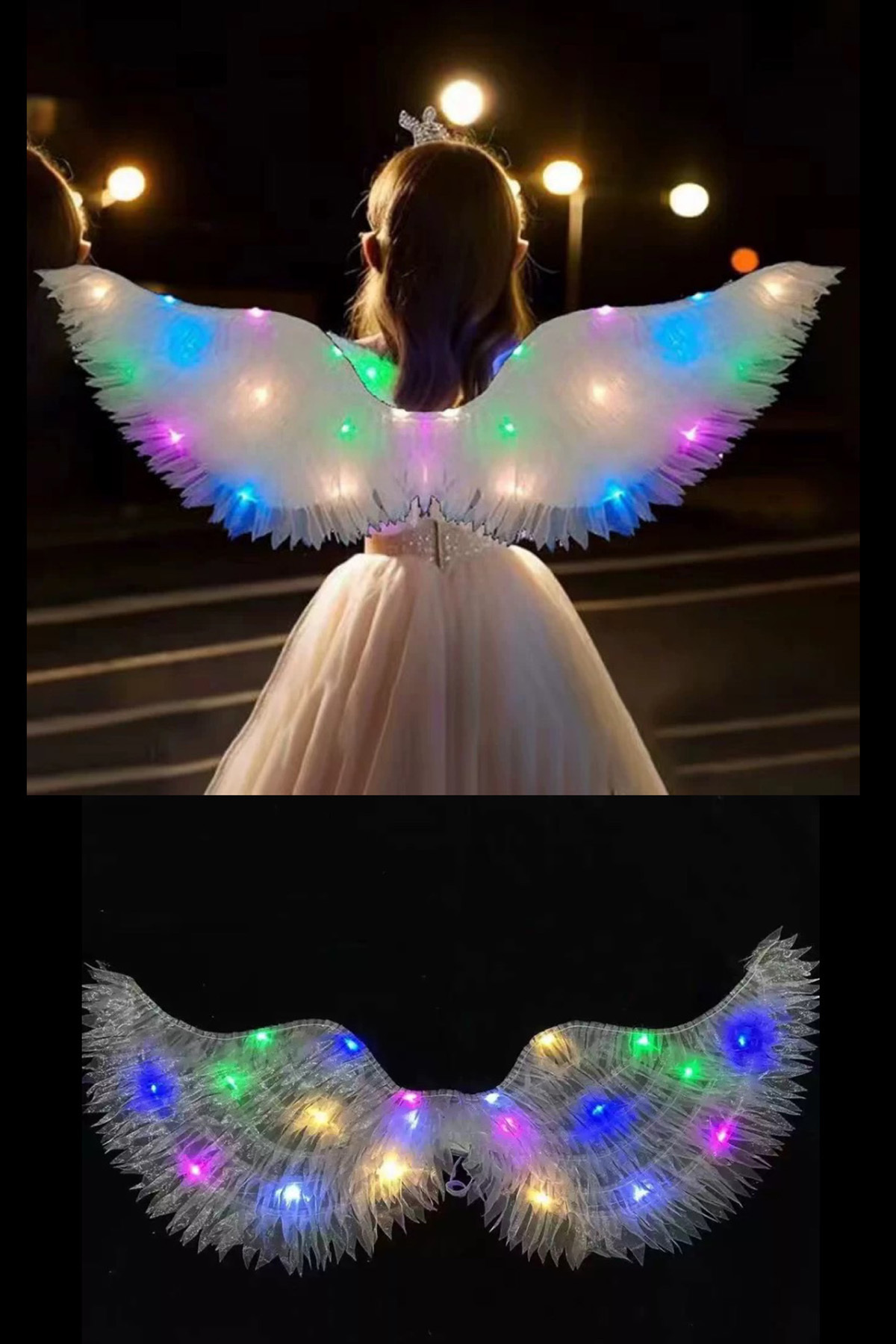 White Color Led Flashing Illuminated Angel Wing