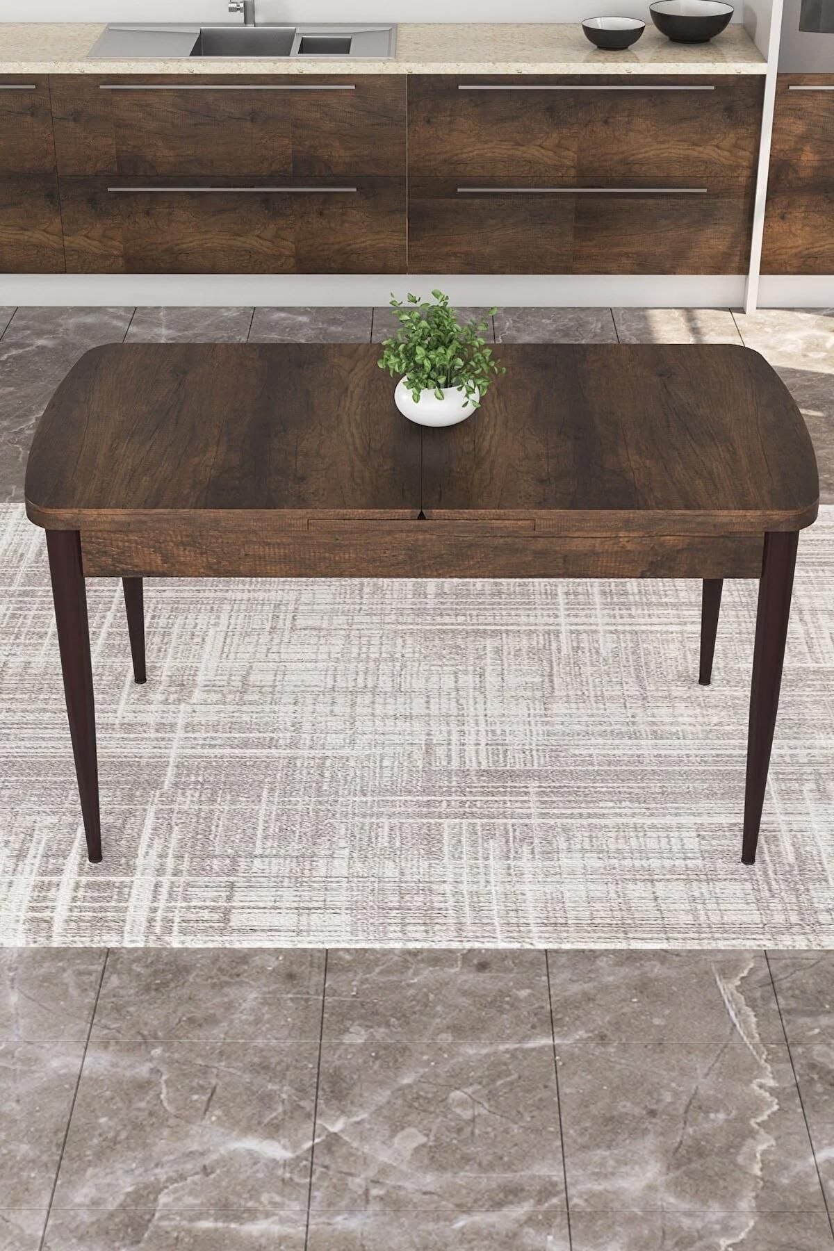 Liora Serisi Barok 70x114 Açılabilir Mdf Mutfak Masası Takımı 4 Adet Cappucino Sandalye-2