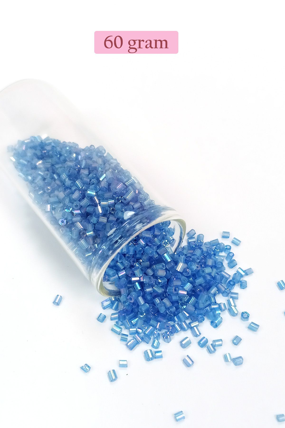 Royaleks Kesme Cam Boncuk 2mm - 60 Gram - Şeffaf Mavi - BNC374