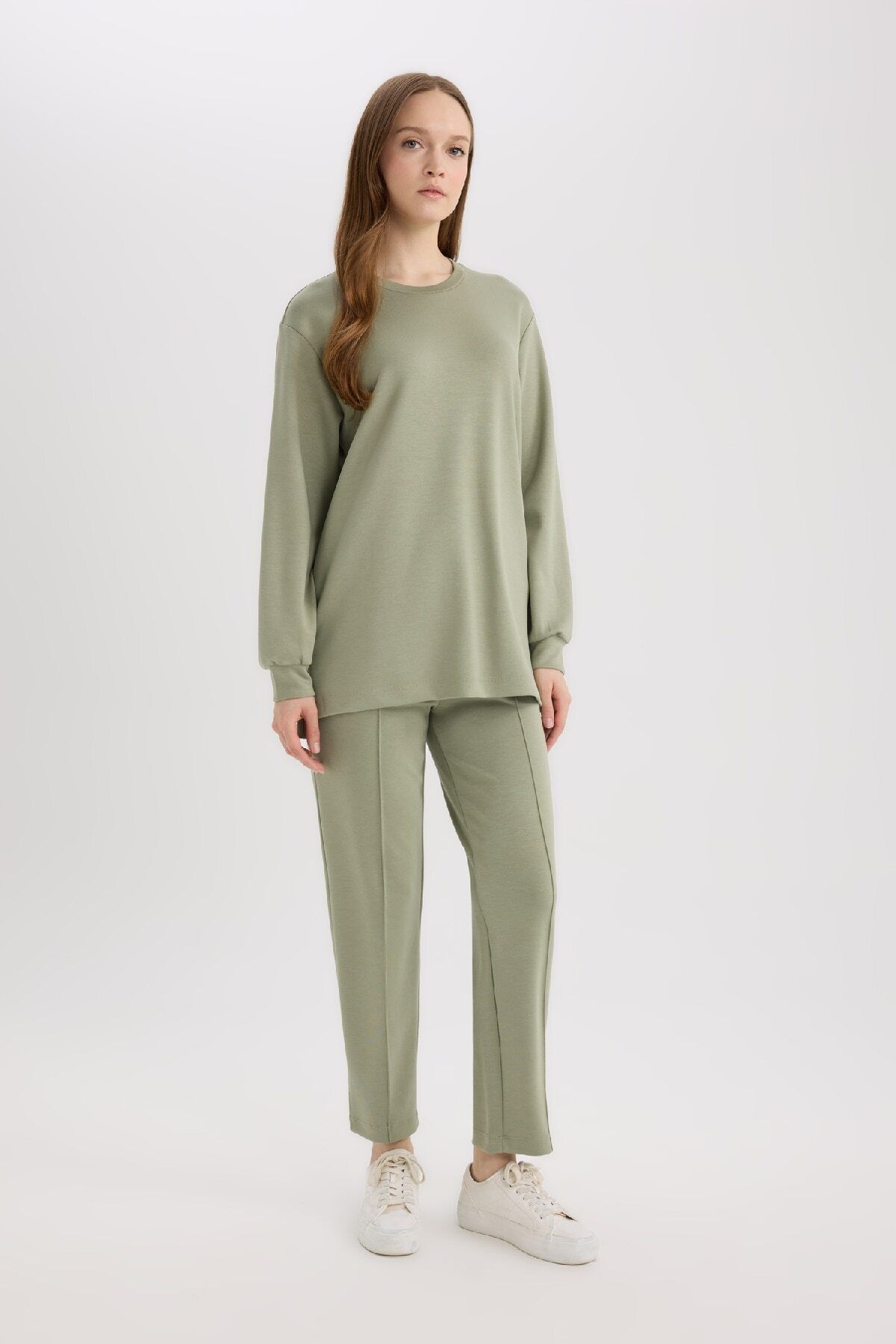 DeFacto-Regular Fit Stretchy Waisted Basic Straight Pants with Pockets E1954Ax25Sp 3
