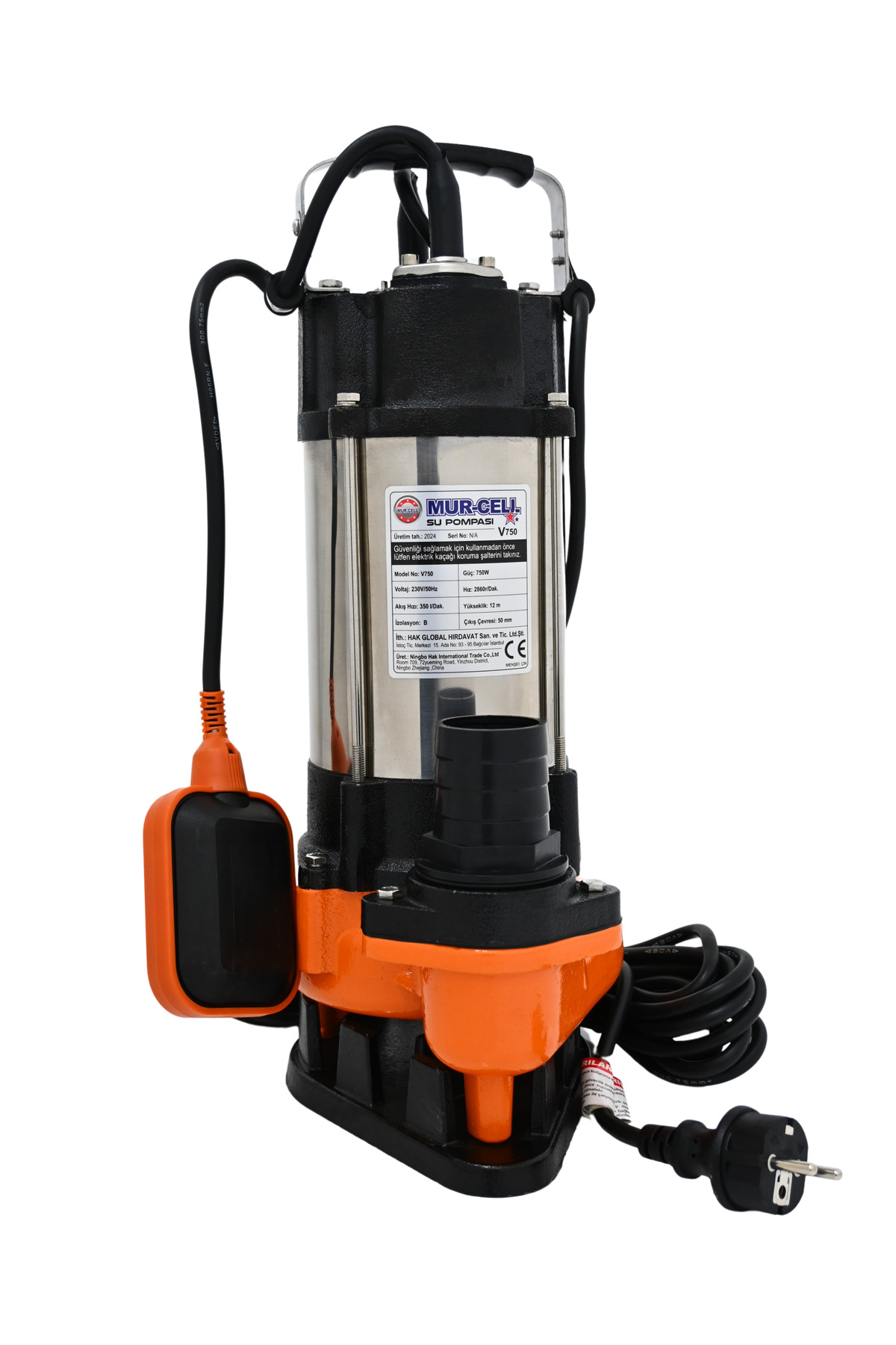 Mur-Cell V750f Bıçaksız Bakır Sargılı Drenaj Pompası Termik