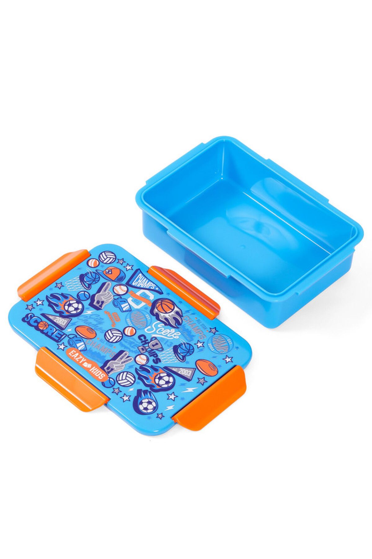 Eazy Kids-Lunch Box Set and Tritan Water Bottle w / Spray, Soccer - Blue, 750ml 6