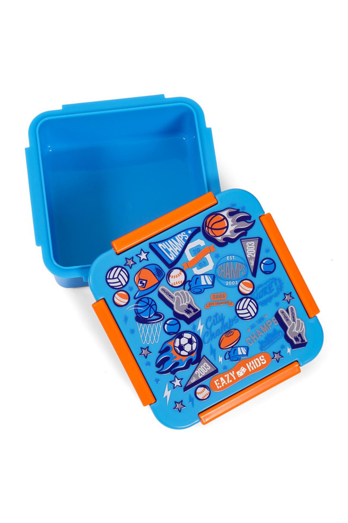 Eazy Kids-Lunch Box Set and Tritan Water Bottle w / Spray, Soccer - Blue, 750ml 5