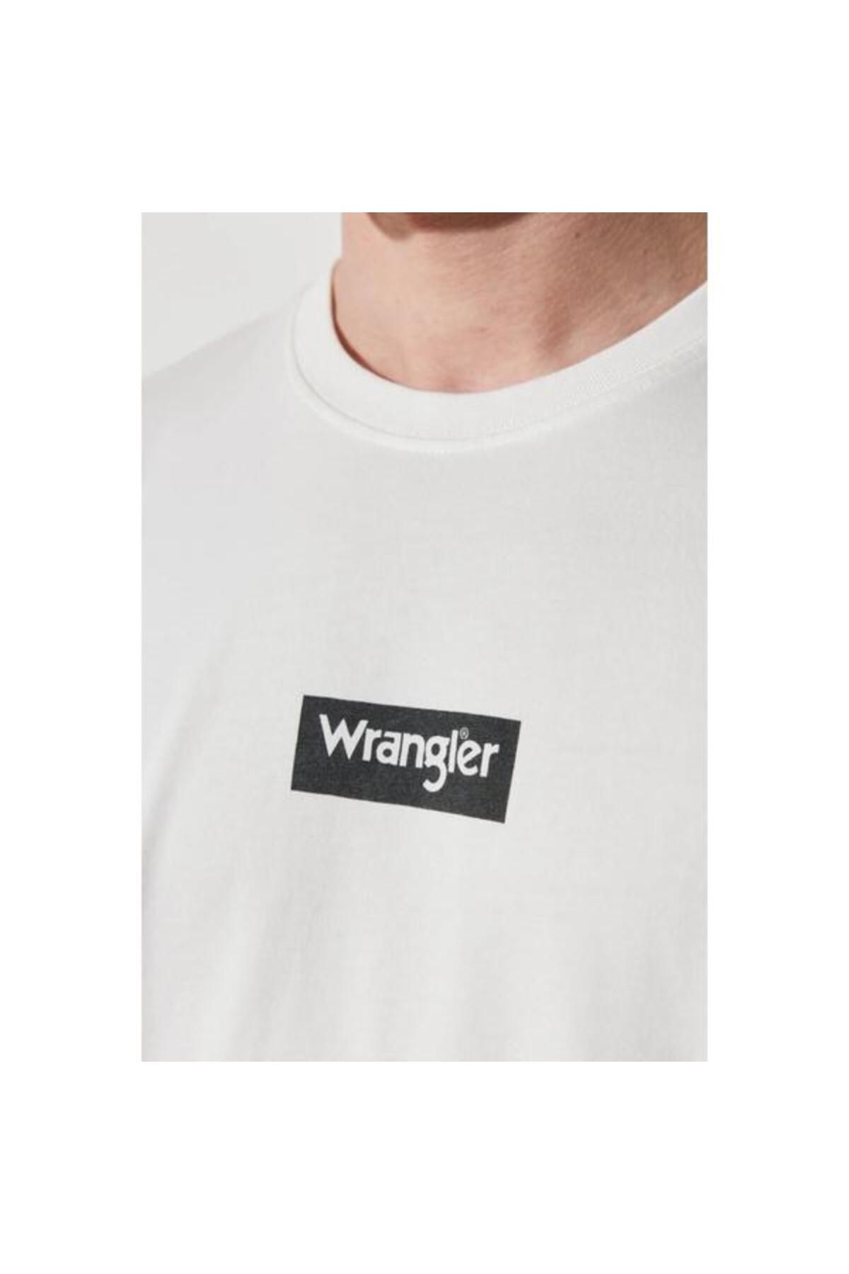 WRANGLER-Fehér Regular Fit Crew Neck 100% pamut póló 5