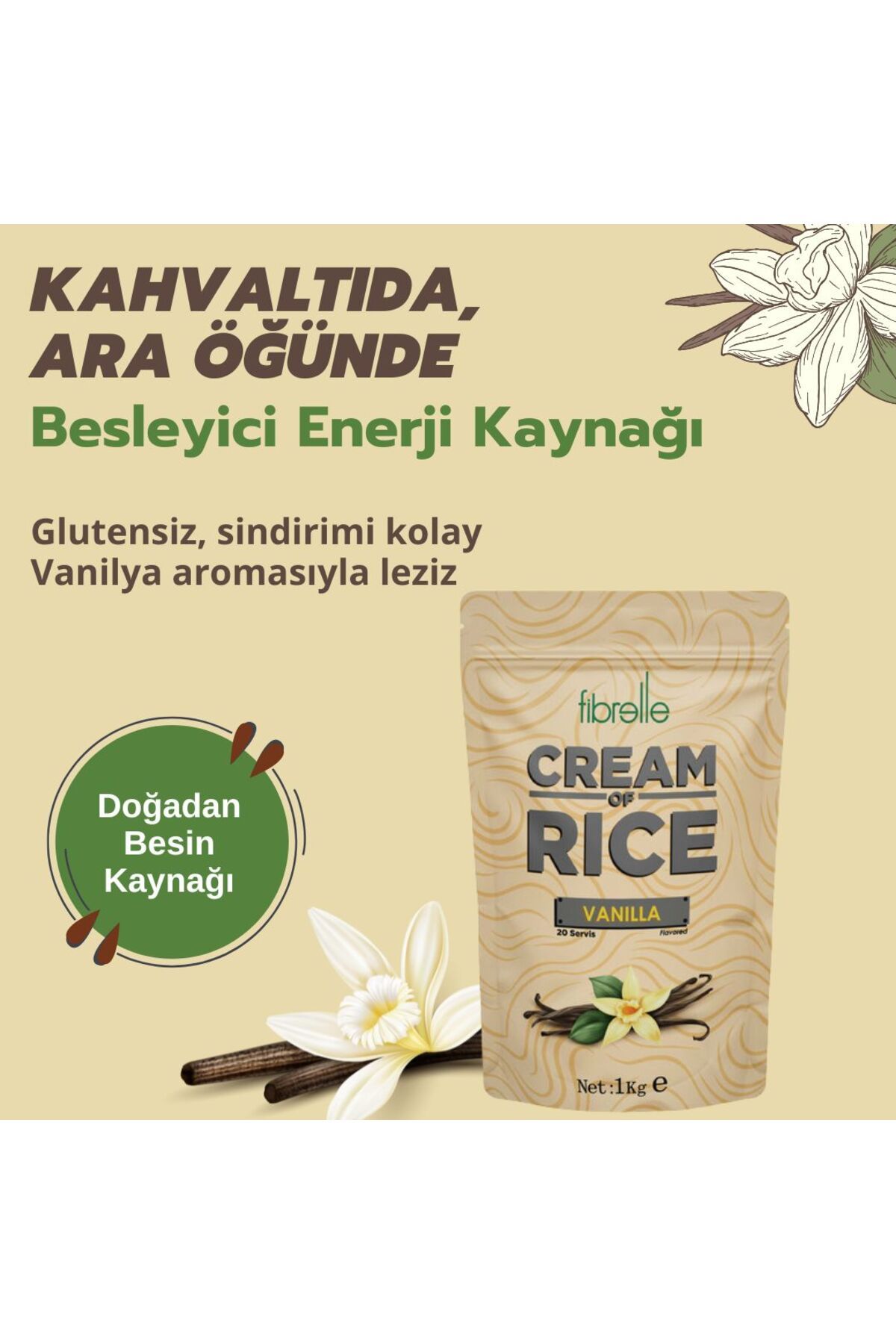 Fibrelle-Vanilla Flavored Cream of Rice - 1kg - 20 Serves 4