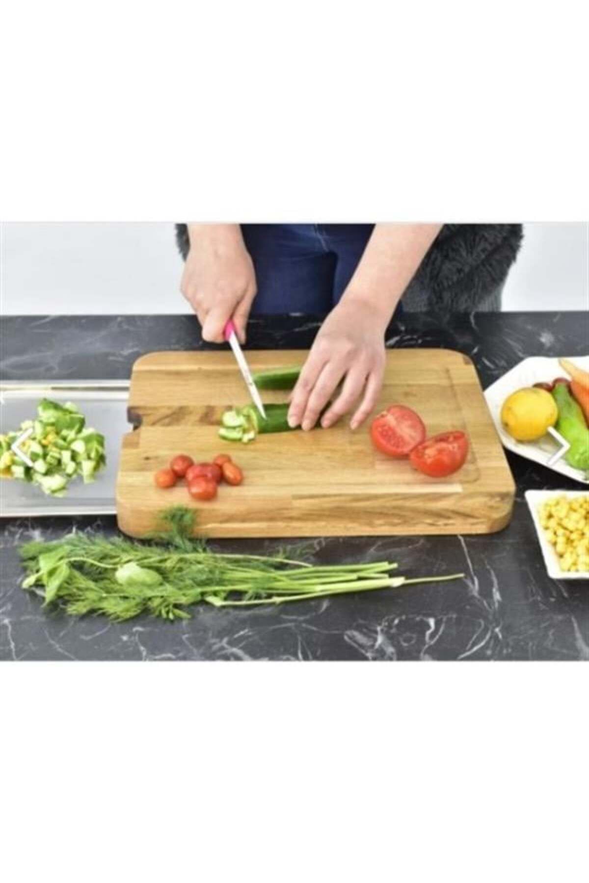 DENİZBİLİŞİM Pratik Tepsili Ahşap Kesme Tahtası