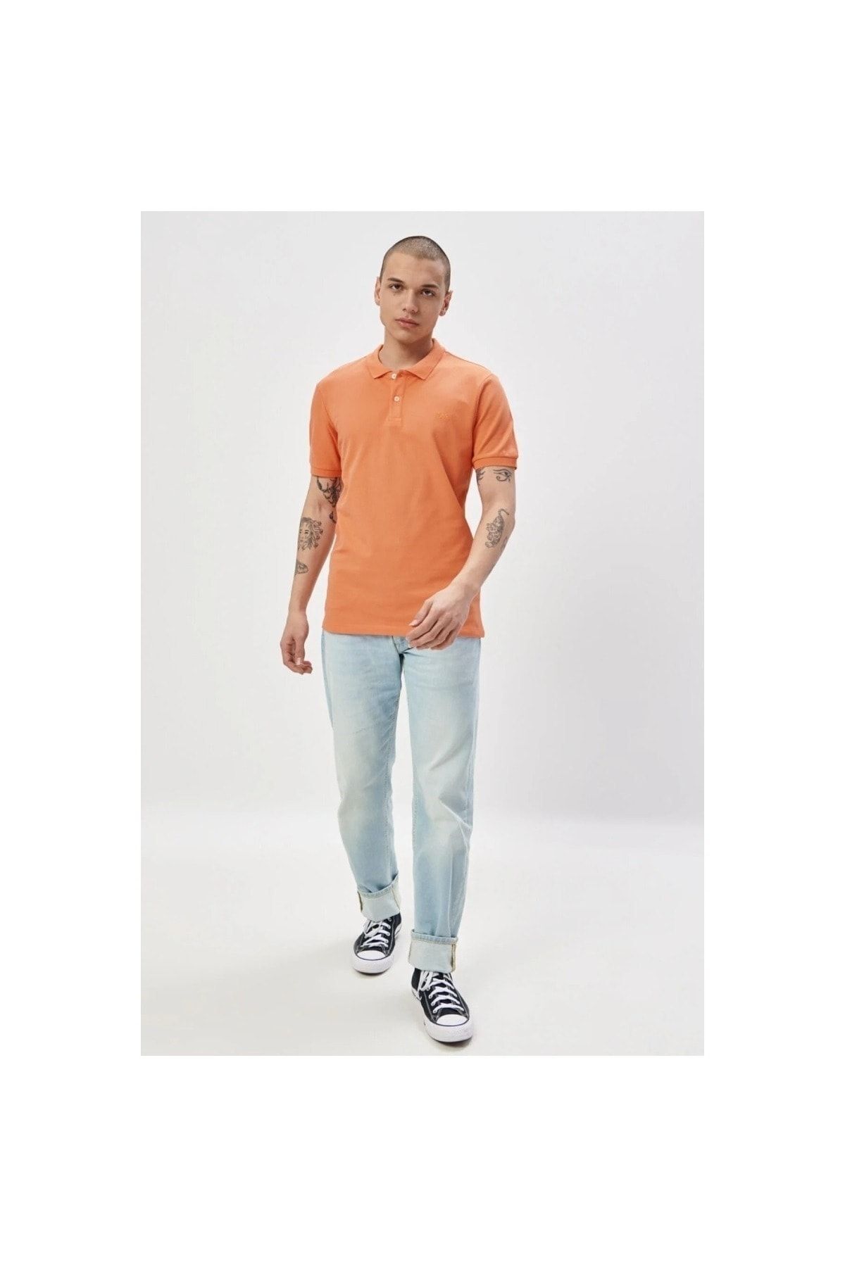 تی شرت یقه پولو نارنجی مردانه چوگان yaka t shirt Lee