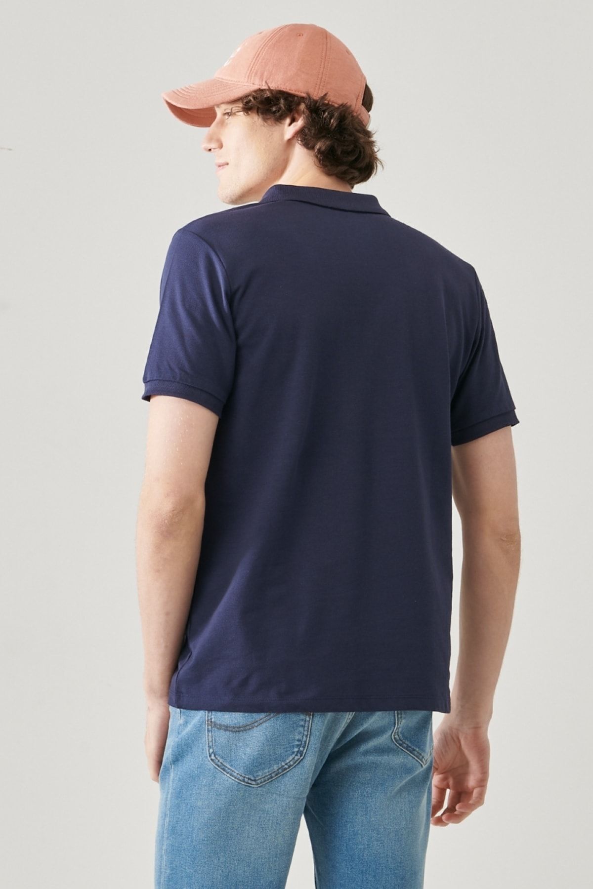 تی شرت یقه پولو آبی مردانه به طور منظم مناسب برش طبیعی چوگان 100 ٪ پنبه T shirt Lee
