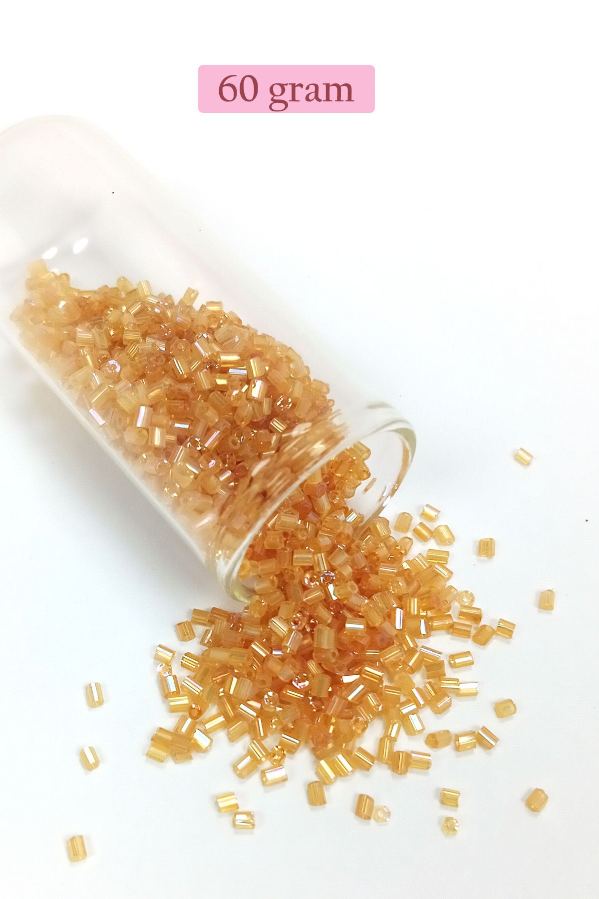 Royaleks Kesme Cam Boncuk 2mm - 60 Gram - Şeffaf Altın - BNC366
