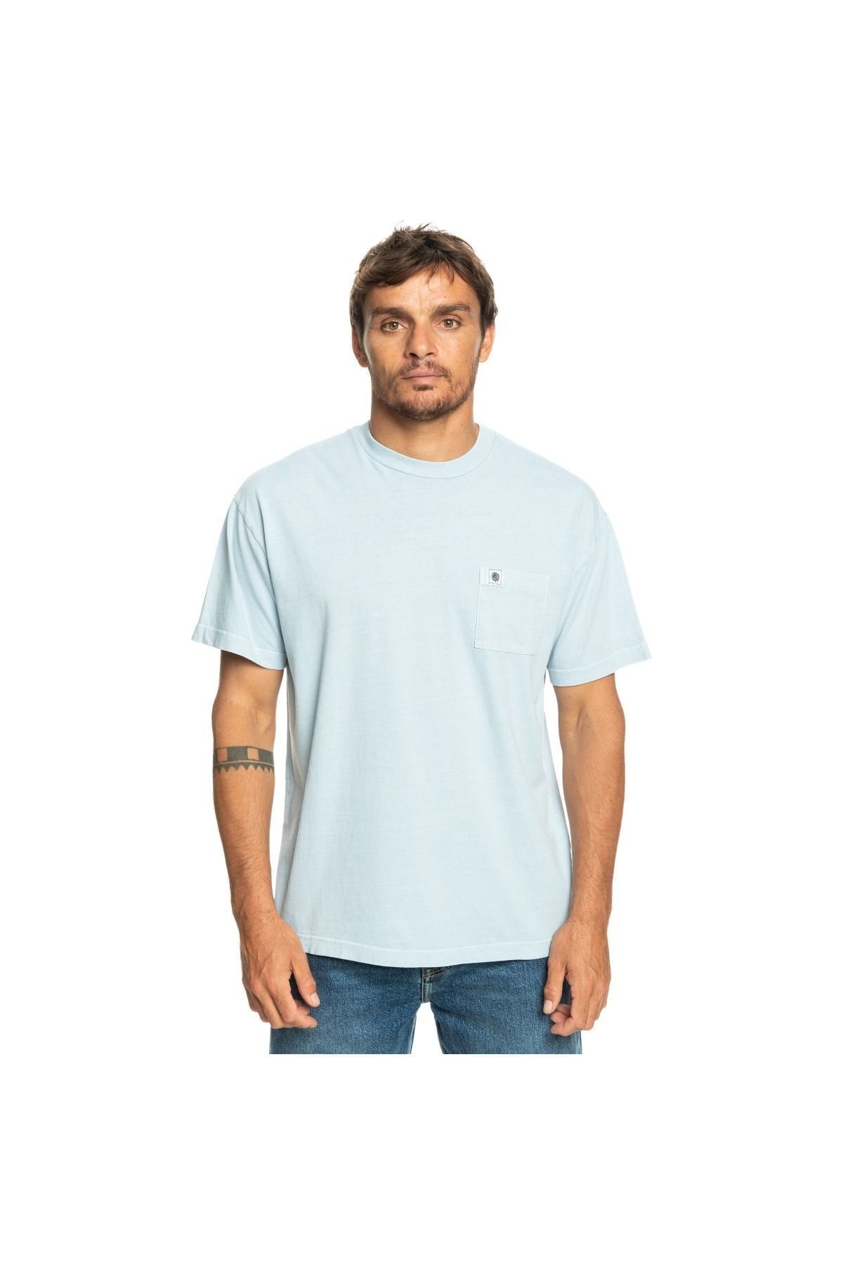 تی شرت یقه خدمه آبی مردانه رنگ طبیعی Quiksilver