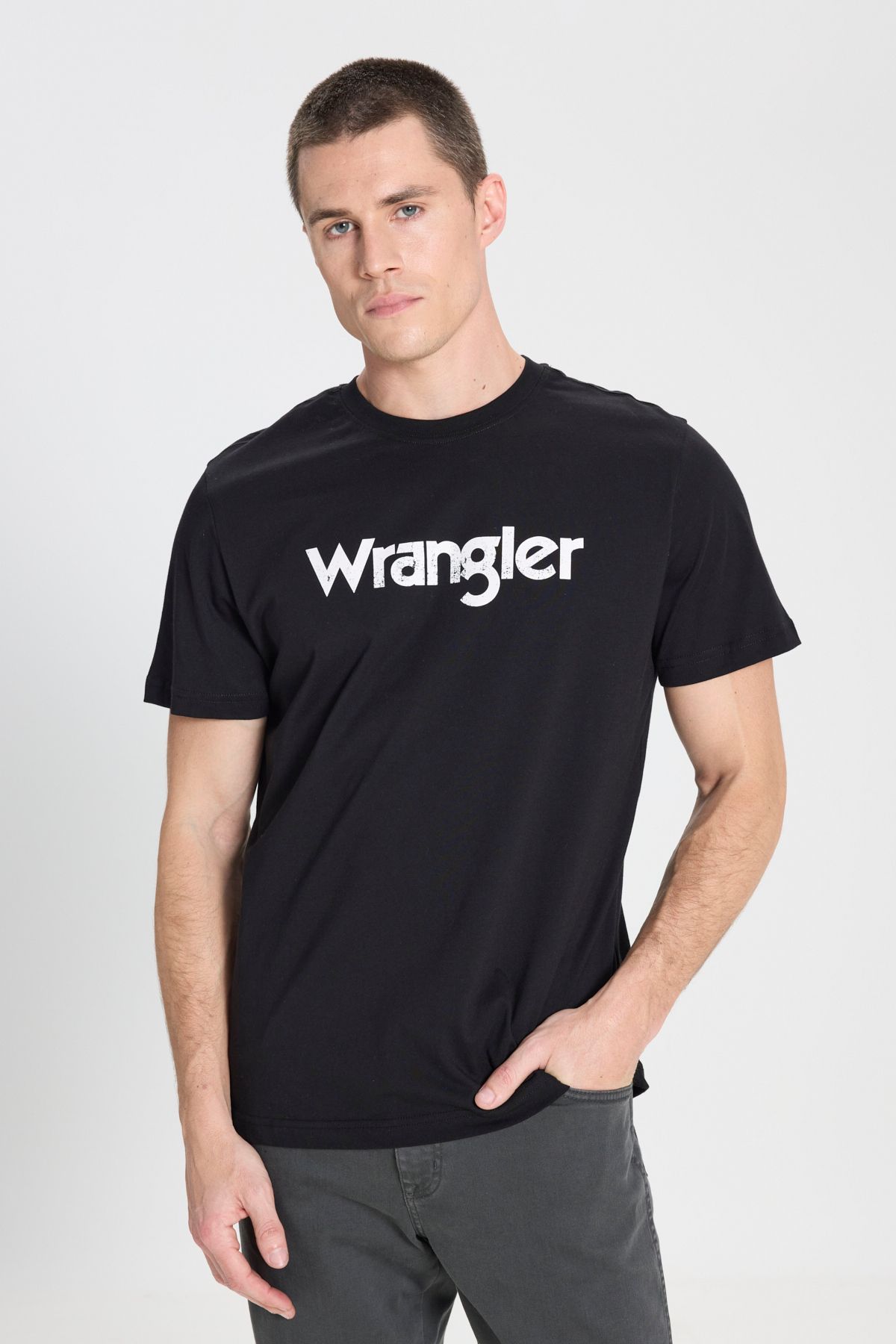 WRANGLER-Logo fekete férfi nyakú póló 2