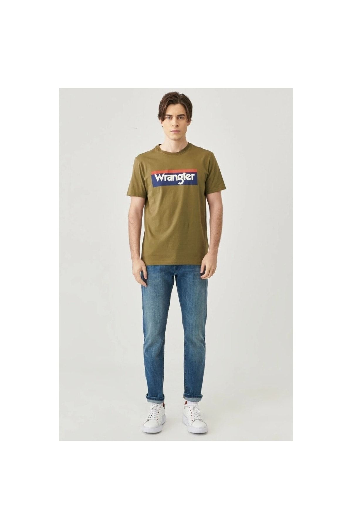 تی شرت سبز مردانه سبک وزن 3 آرم رنگی ملکی Yaka T shirt Wrangler