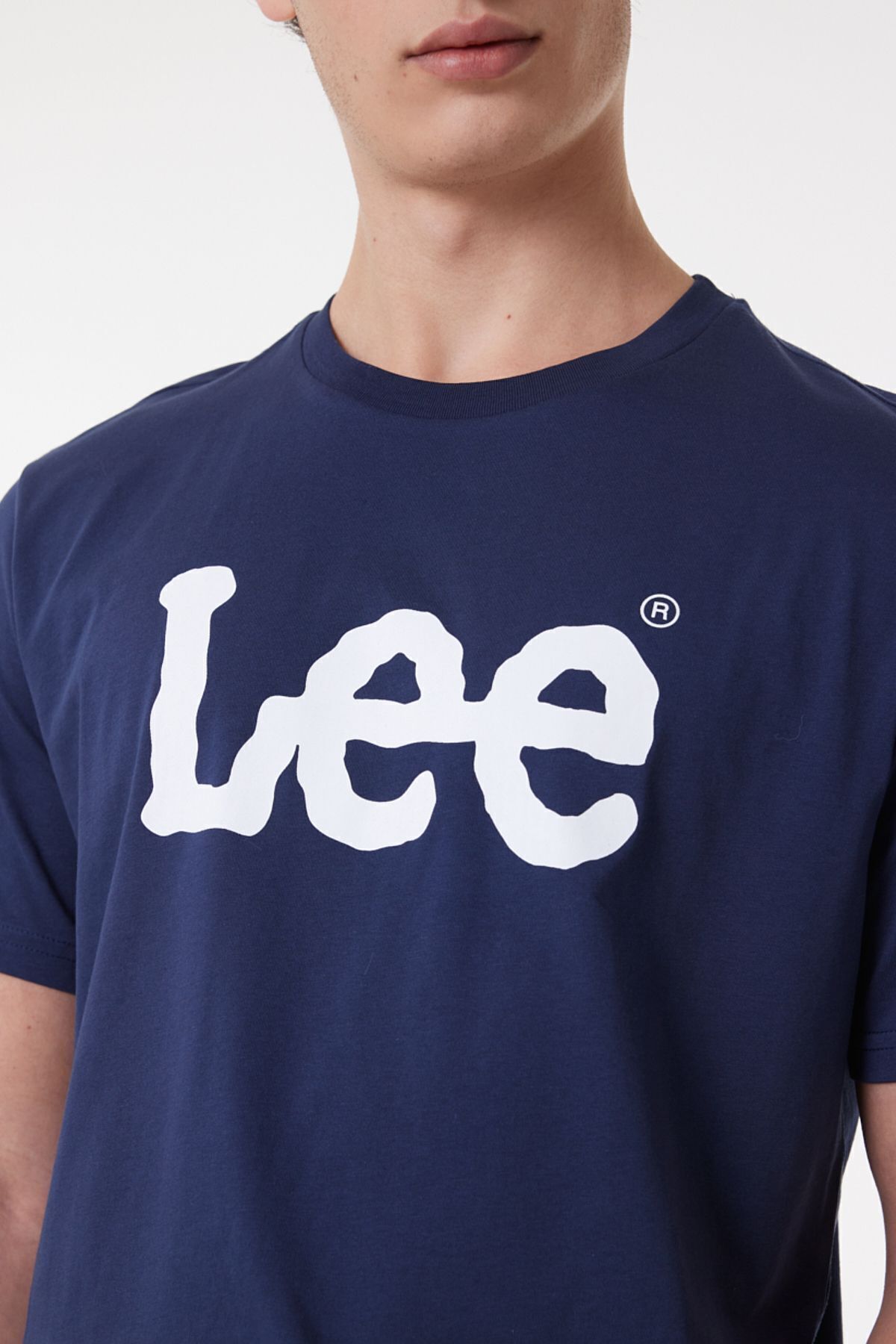 تی شرت آبی مردانه به طور منظم مناسب گردن دوچرخه برش طبیعی 100 ٪ نخی Lee