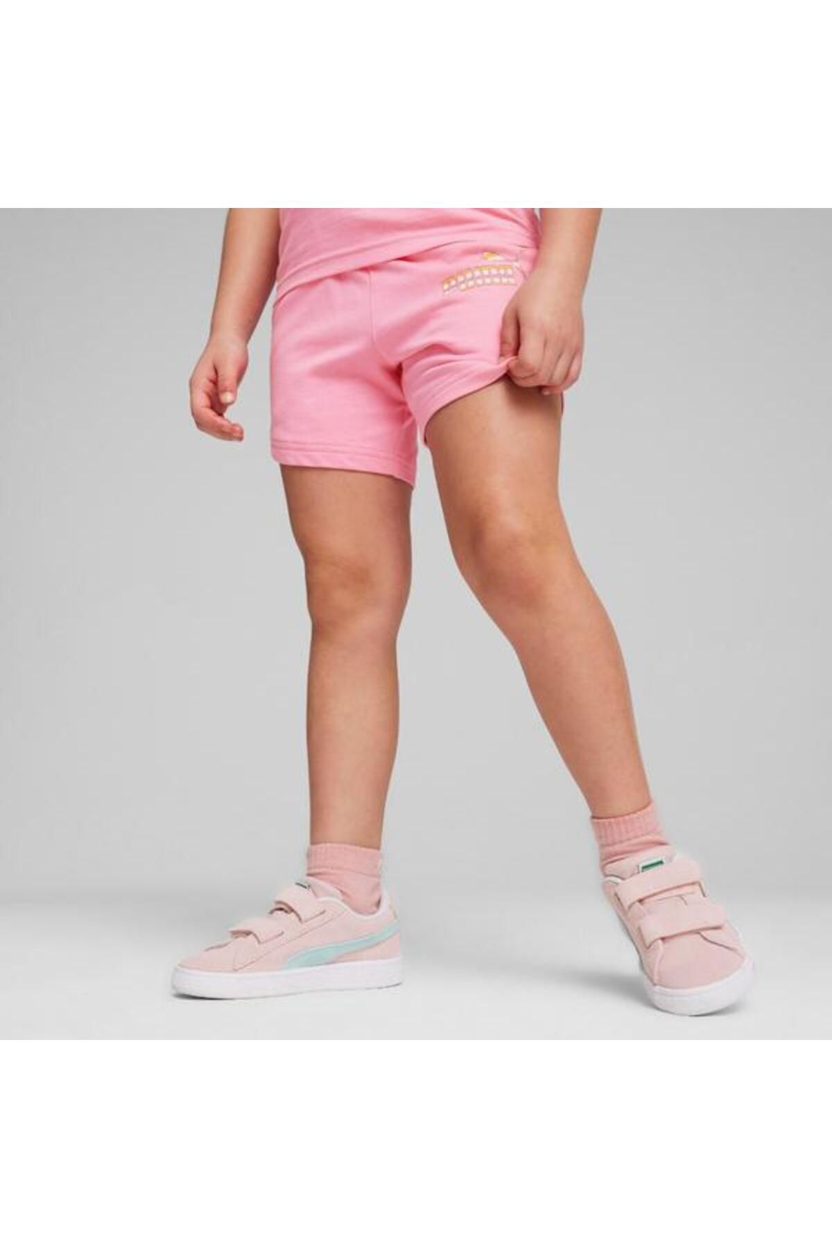 Puma-Pantaloni scurți sport roz pentru copii 6