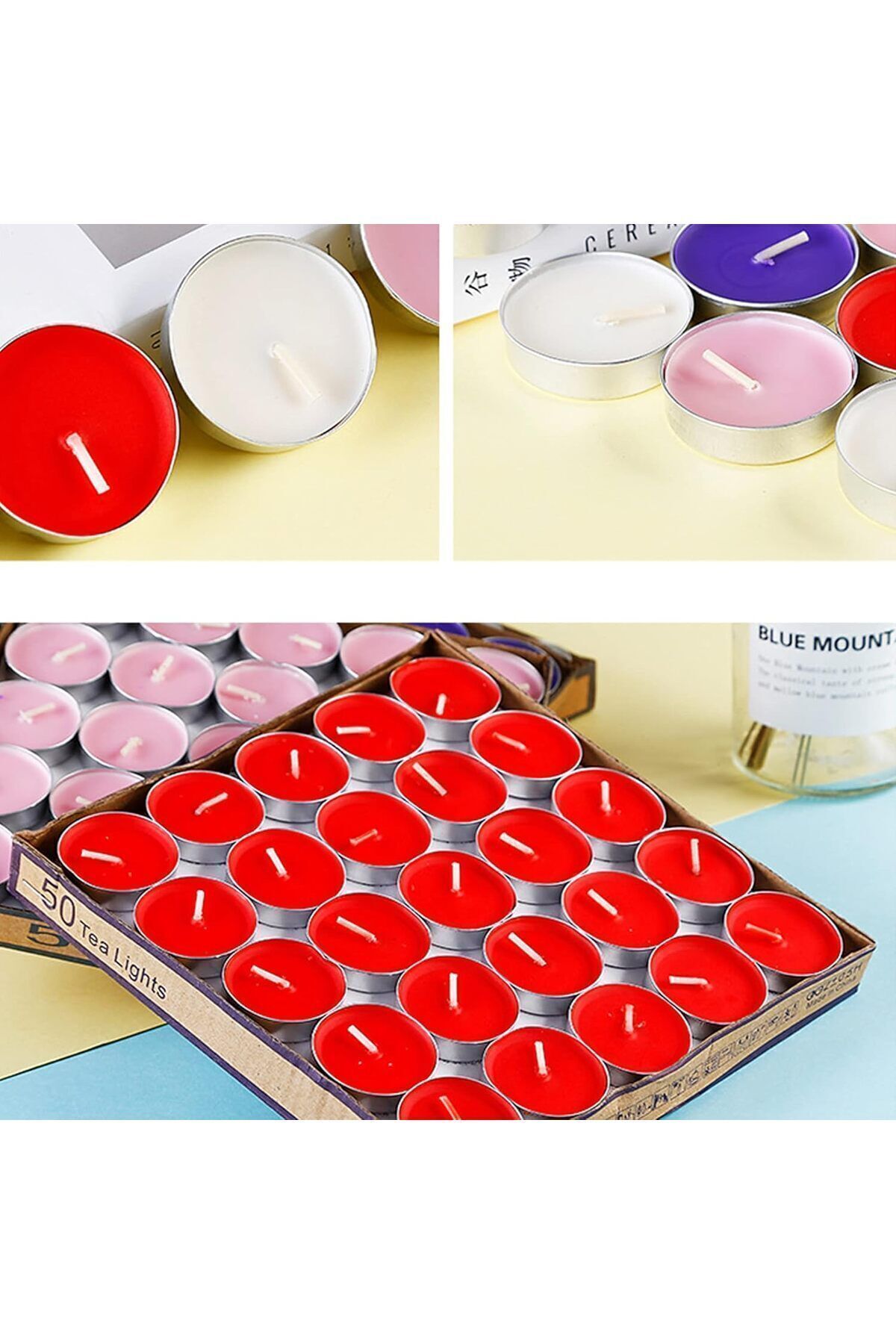 50 Li Romantik Tealight Mum Kırmızı Tea Light 50 Adet - Parti Organizasyon Malzemeleri