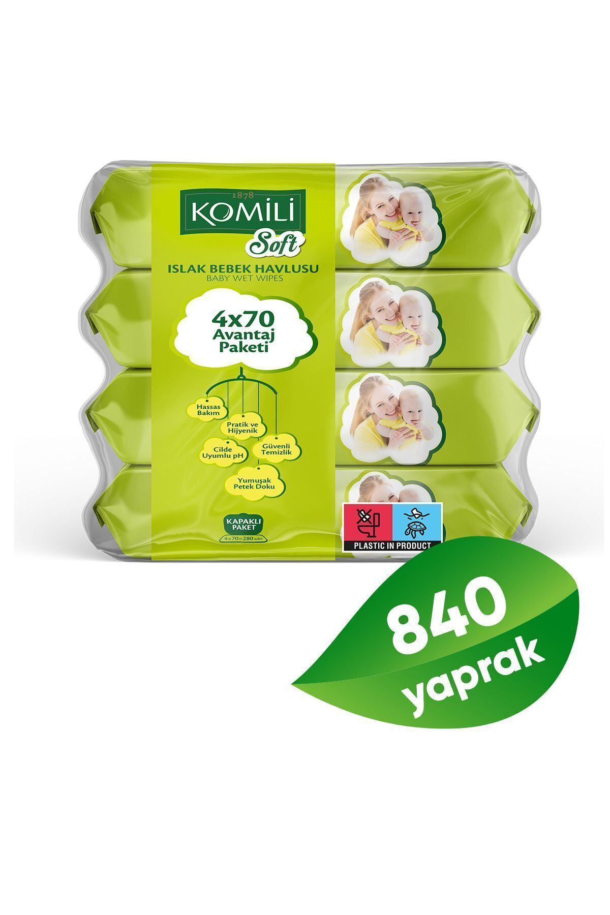 Komili Soft Islak Havlu 4 X 70 - 3'lü Paket - 840 Yaprak fotoğrafı 3 (önizleme)