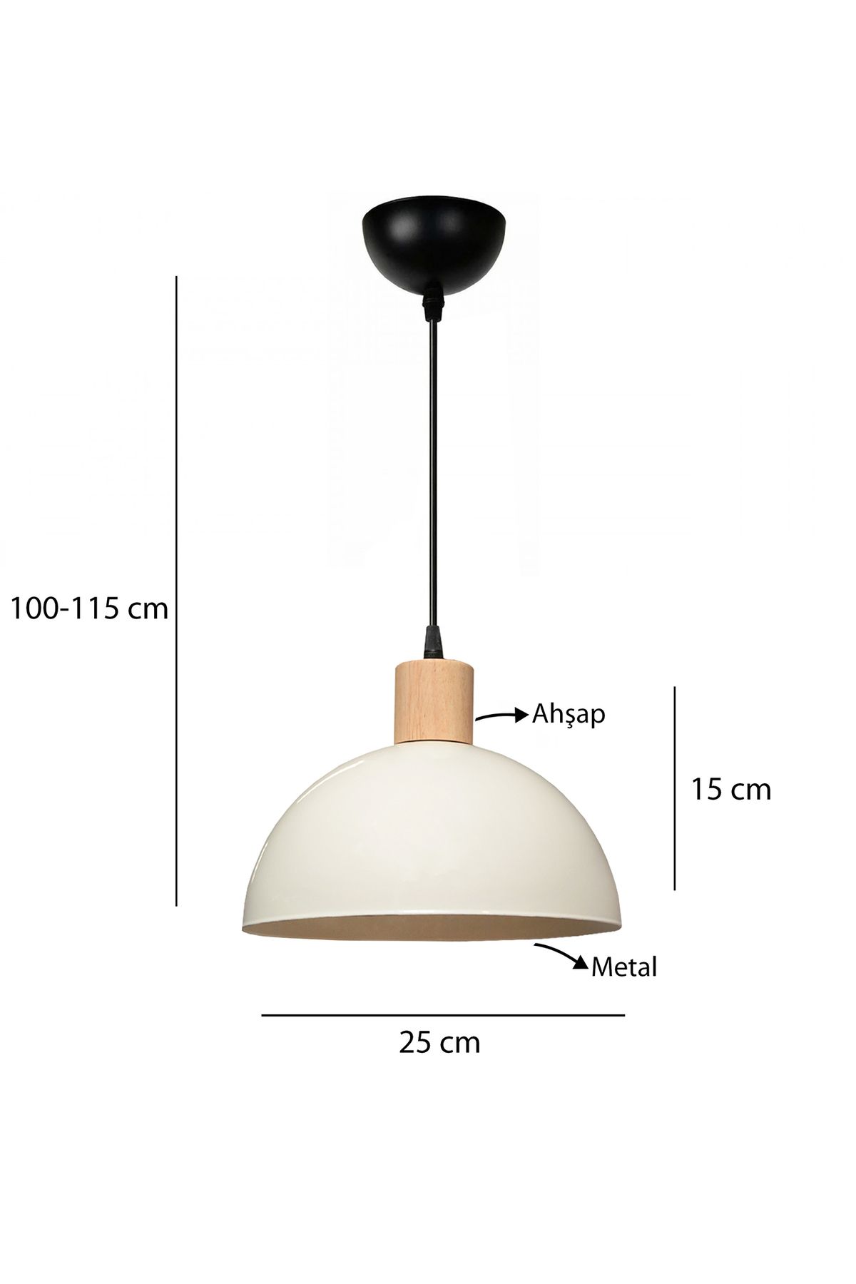 HOMİNG-Homing Nuuq Wooden Detailed Metal Pendant Lamp Cream 3