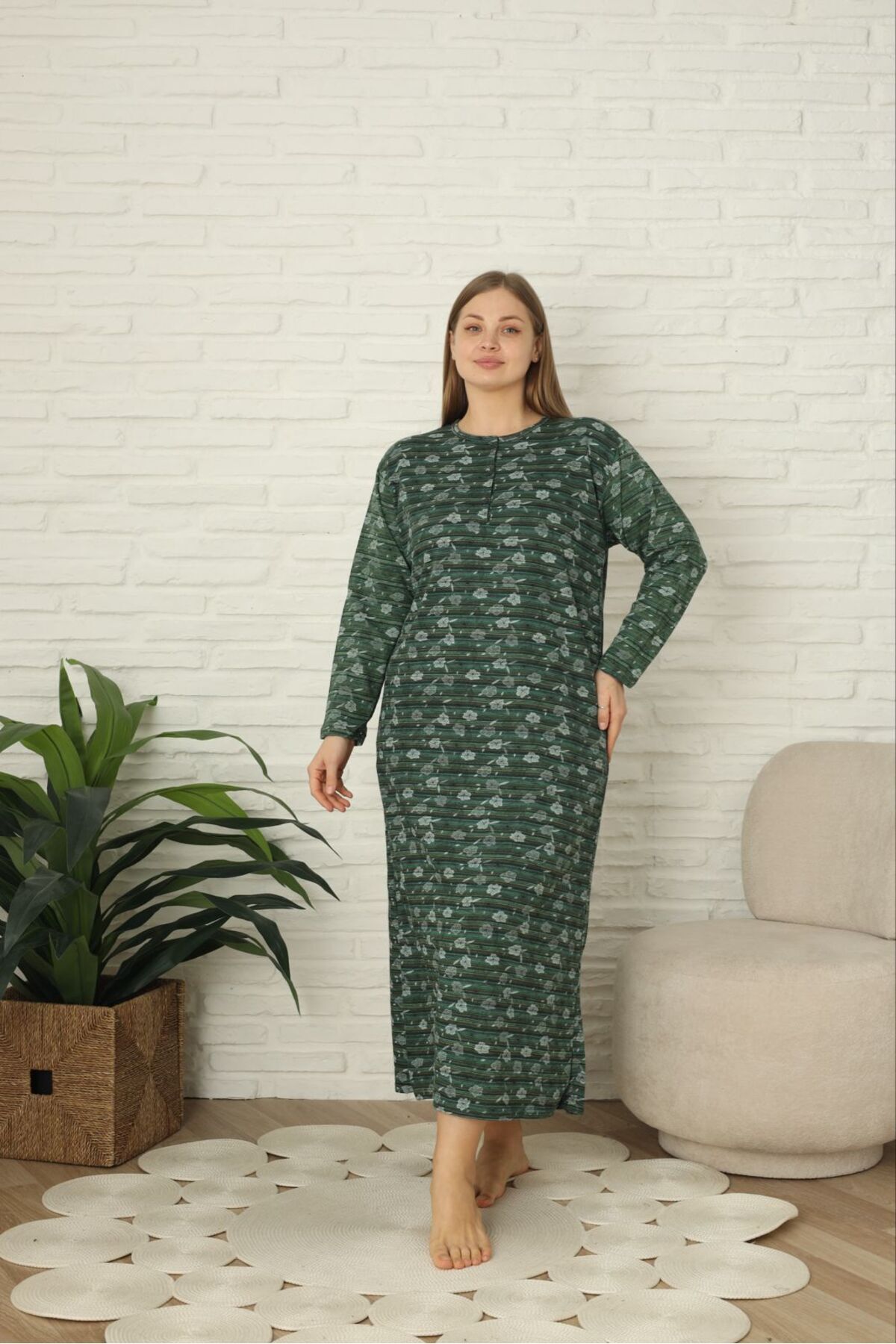 Flamingo Gecelik Ev giyim Kadın Elbise Pamuklu Rahat