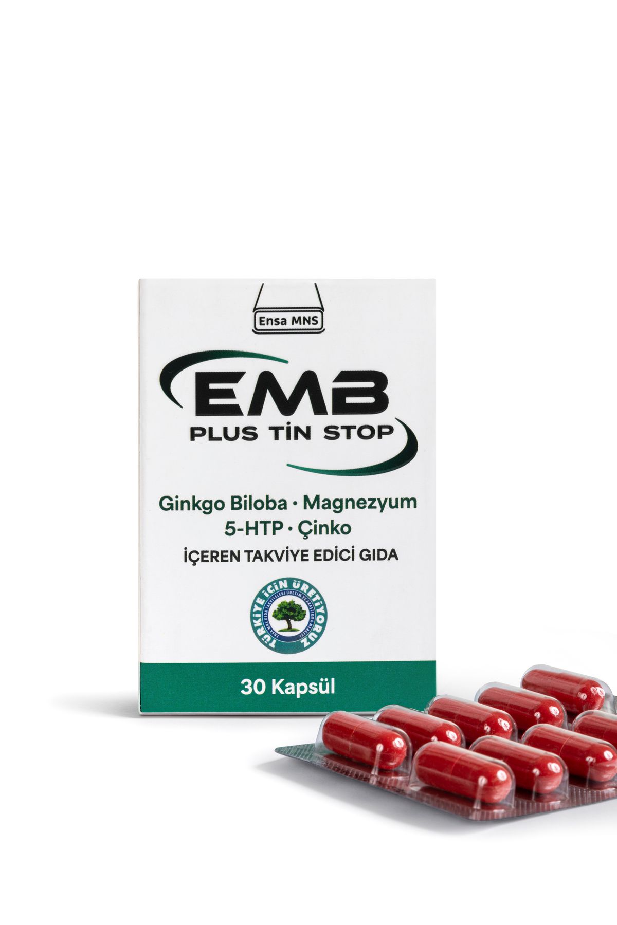 ENSA MNS EMB Plus Tin Stop Ginkgo Bioba, Magnezyum 5-HTP, Çinko