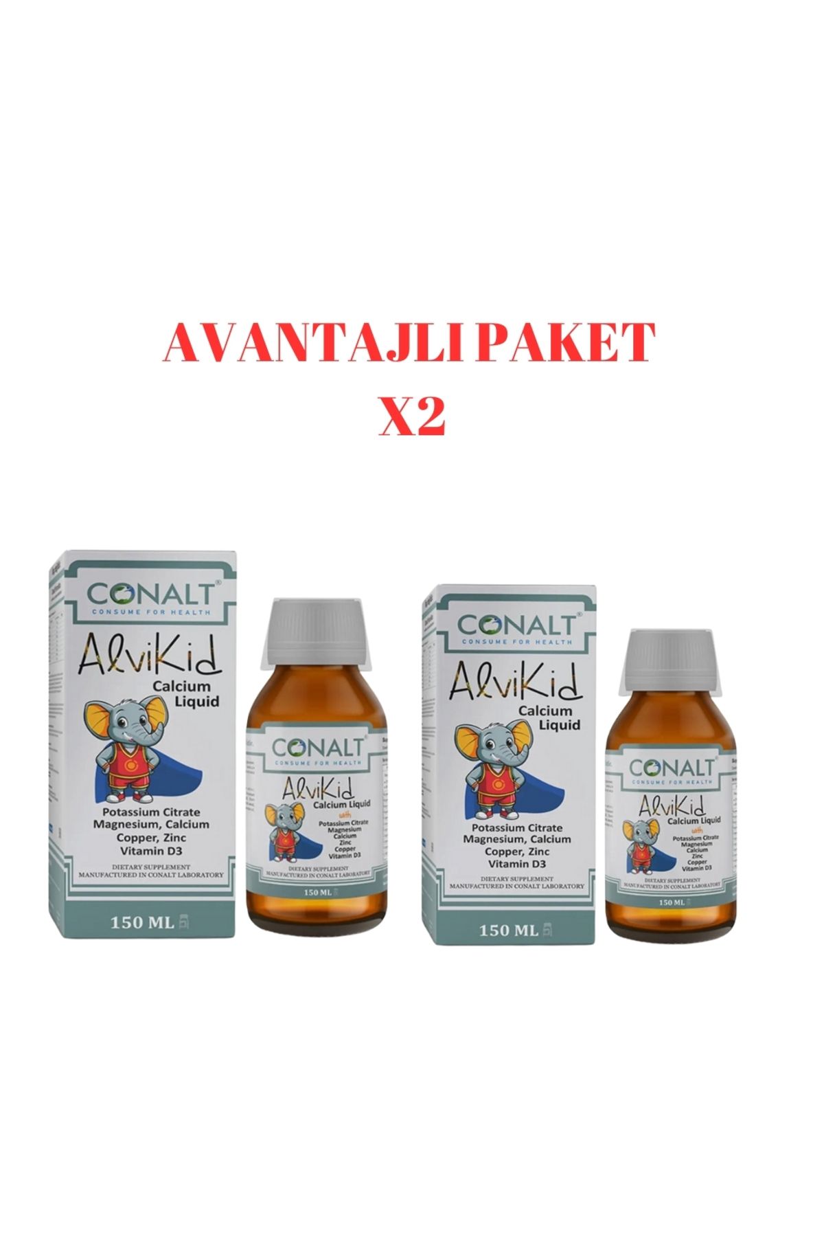 CONALT CONSUME FOR HEALTH CONALT Alvikid Kalsiyum 150 ML Çocuklarda Sağlıklı Kemik Gelişimini Destekler