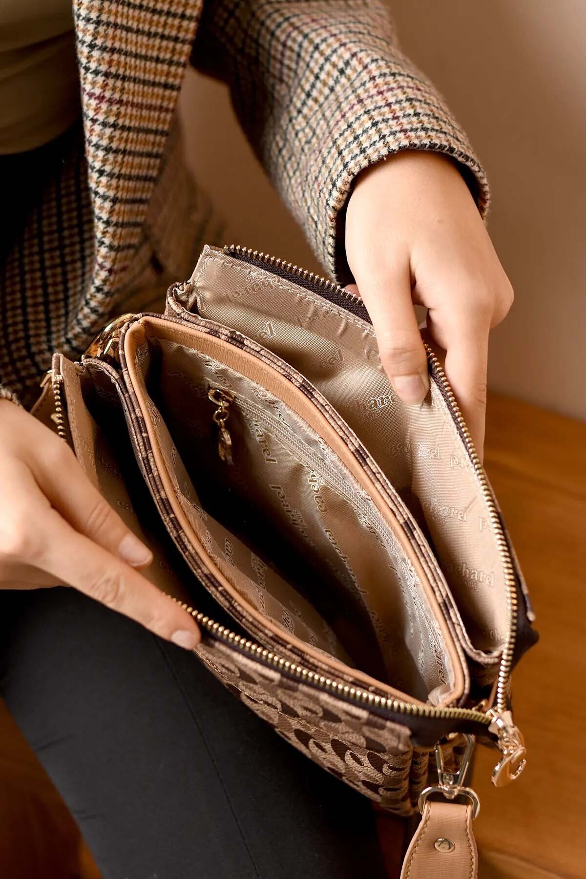 Cacharel-Paris Women's 3 Compartment Long Cross Strap Shoulder & Hand Bag 3