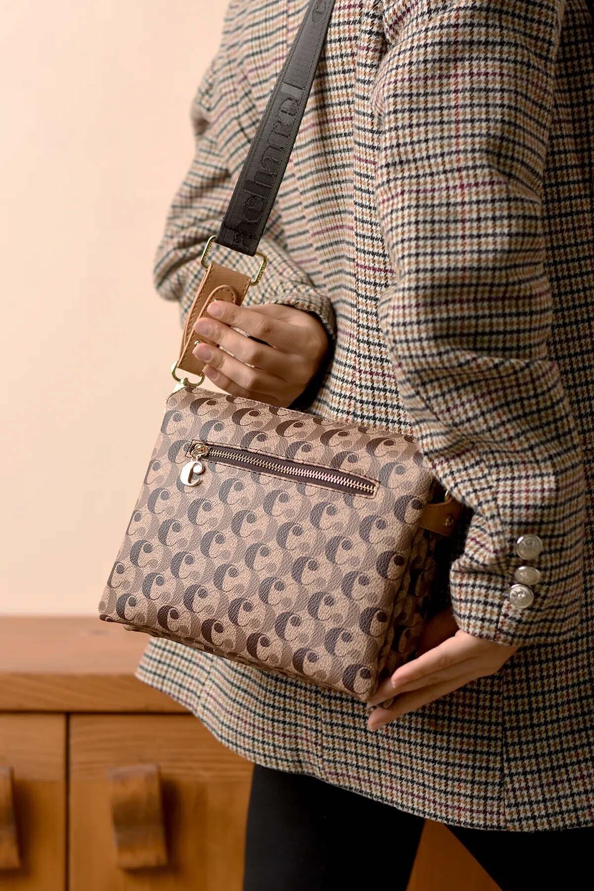Cacharel-Paris Women's 3 Compartment Long Cross Strap Shoulder & Hand Bag 2