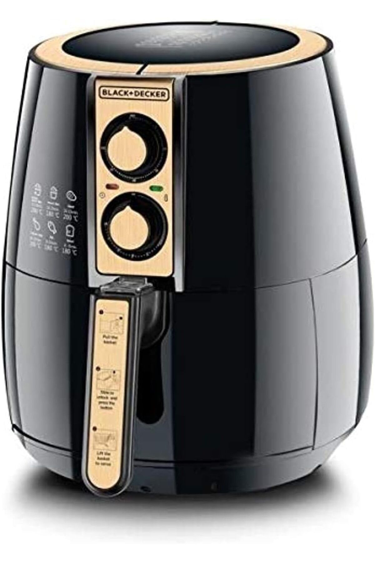 Black&Decker-Black & Decker 4 Liter Air Fryer 1.2Kg Performance Range Aerofry, Black/Gold - Af300-B5 1