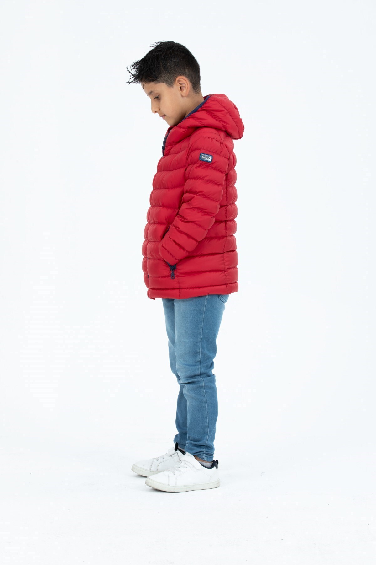 G-FOX-SHORT FIXED HOODED PADDED BOY'S PUFFED COAT 7093E 2