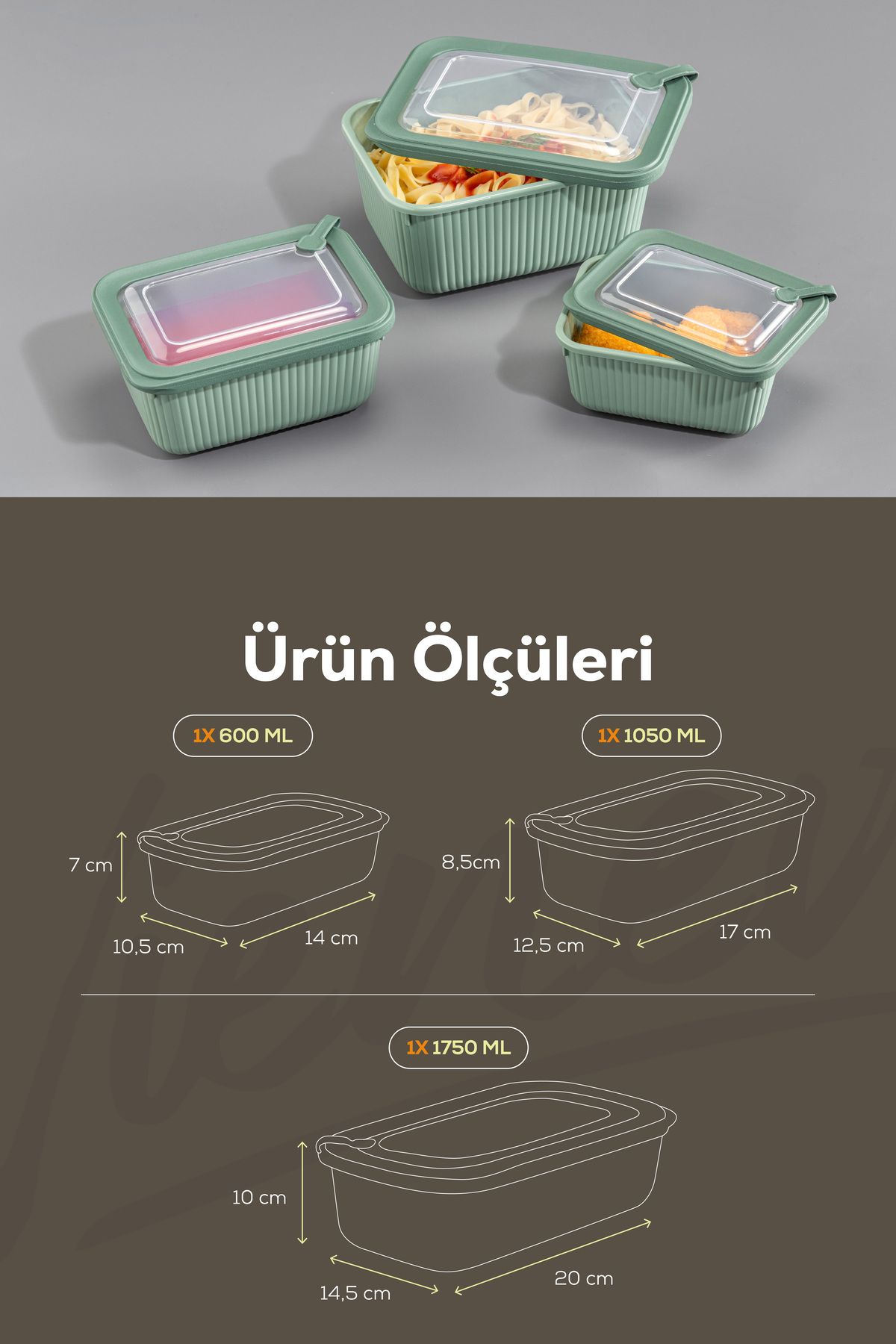 Vienev-3'Lü Vip Rectangular Microadio and Diffrized Suitable 1 Set 1750, 1050, 600 ml 2