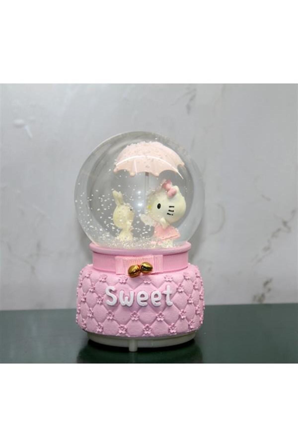 Mu Art Ahşap Hello Kitty Işıklı Müzikli Kar Küresi Orta Boy Model 2