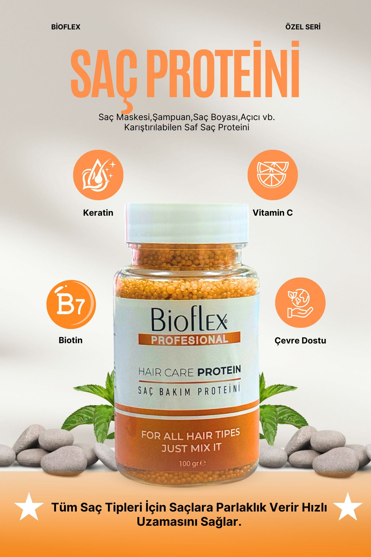 Bioflex Saç Bakım Proteini Dökülmelere / Yıpranmalara Karşı Profosyonel Saç Bakımı Özel Ürün 100 gr