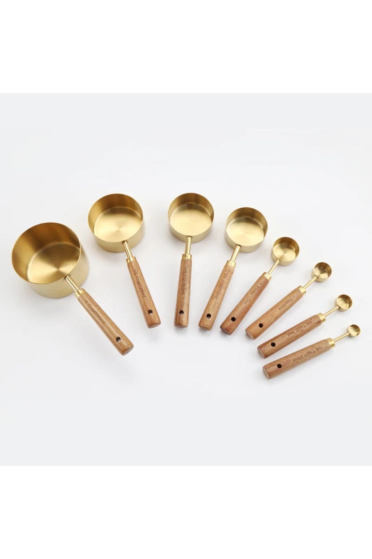 Qerhome-Gold Luxury Measuring Spoon Set with Wooden Handle (4-4) 1