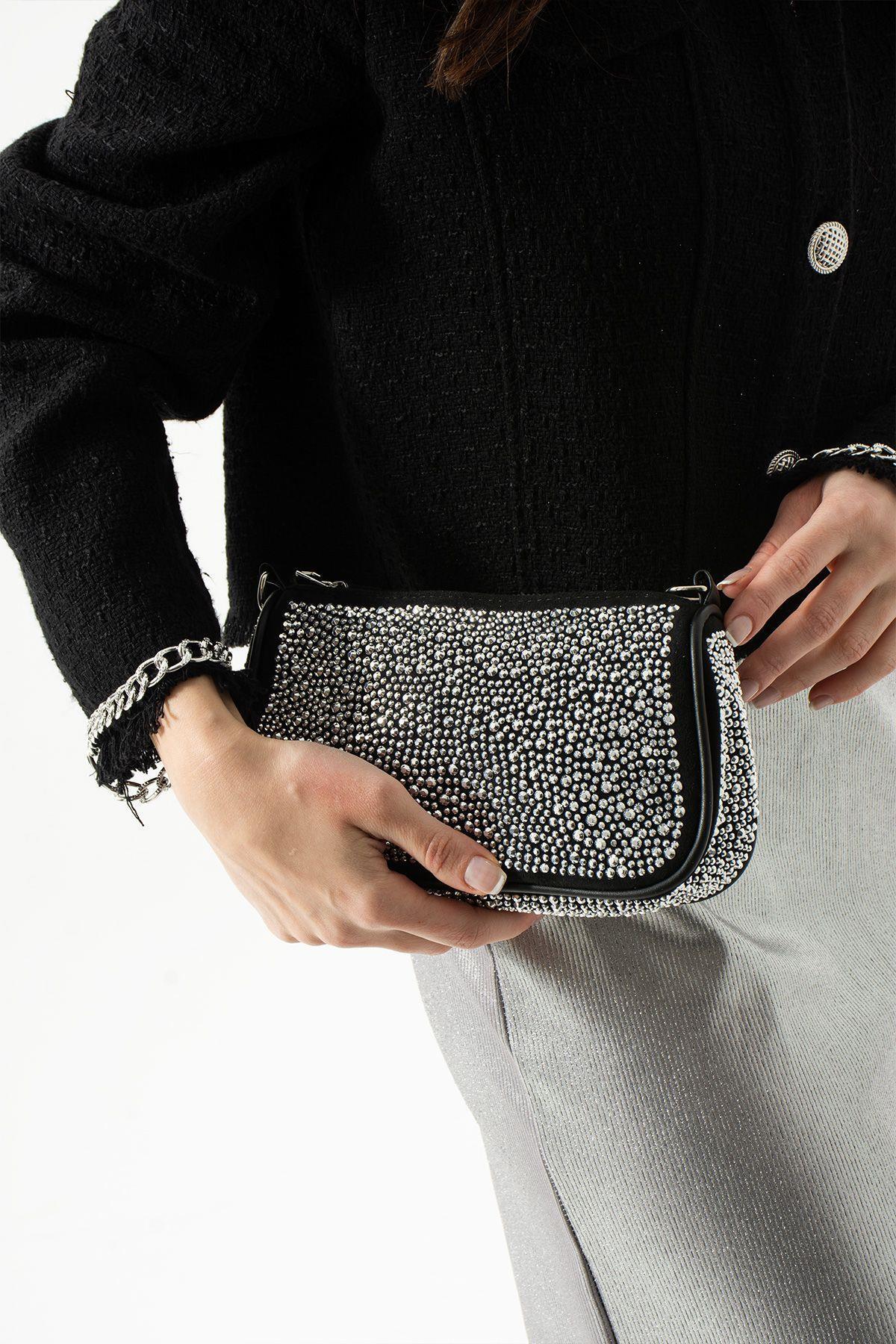 efnanstore-Black Eda Bag with Shiny Stone Detail - Ab0801 2