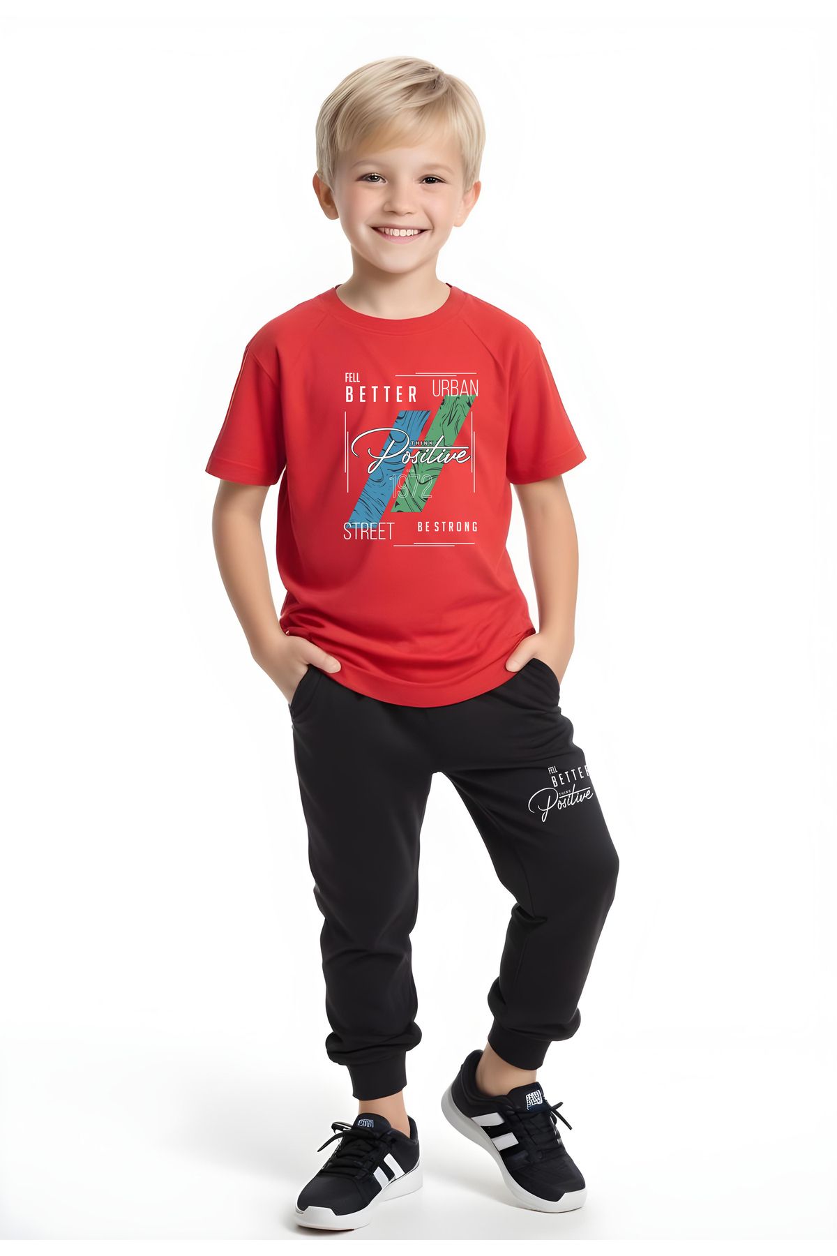 FYK KİDS-Boy's Seasonal Positive Printed Bottom-Top Suit 2